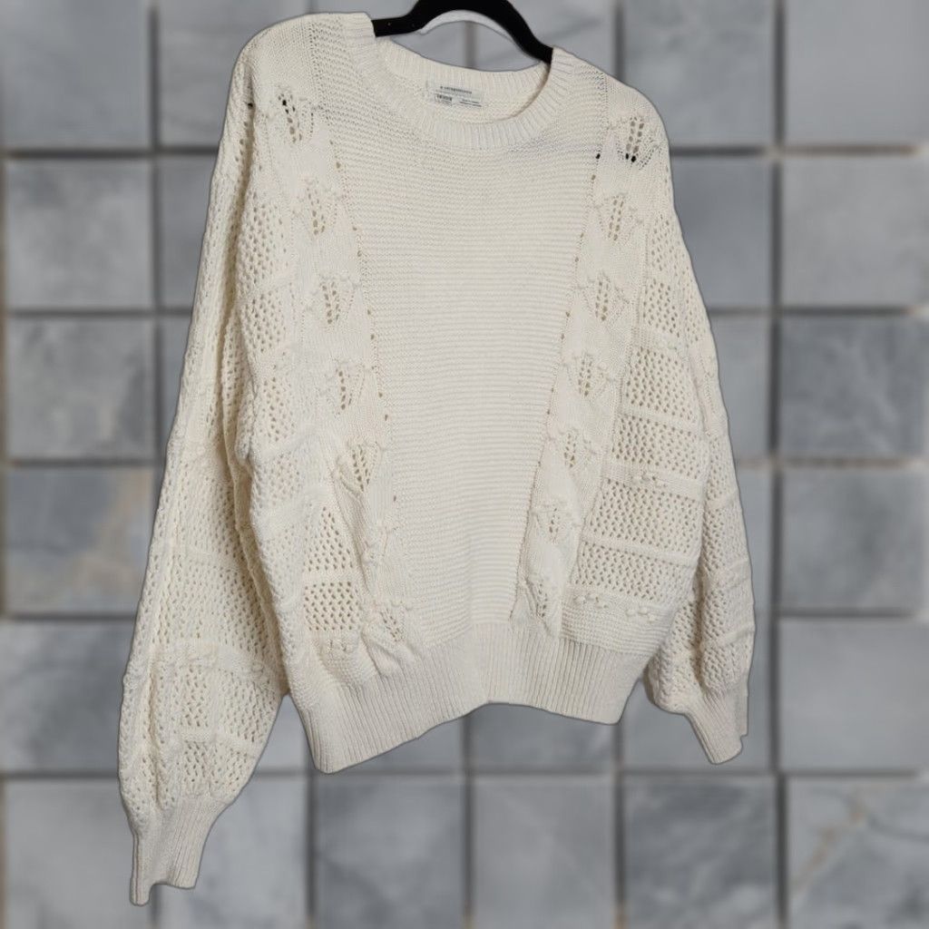 Anthropologie VINTAGE Anthropologie Shirt White L Crewneck Knit Top Women Size L / US 10 / IT 46 - 1 Thumbnail