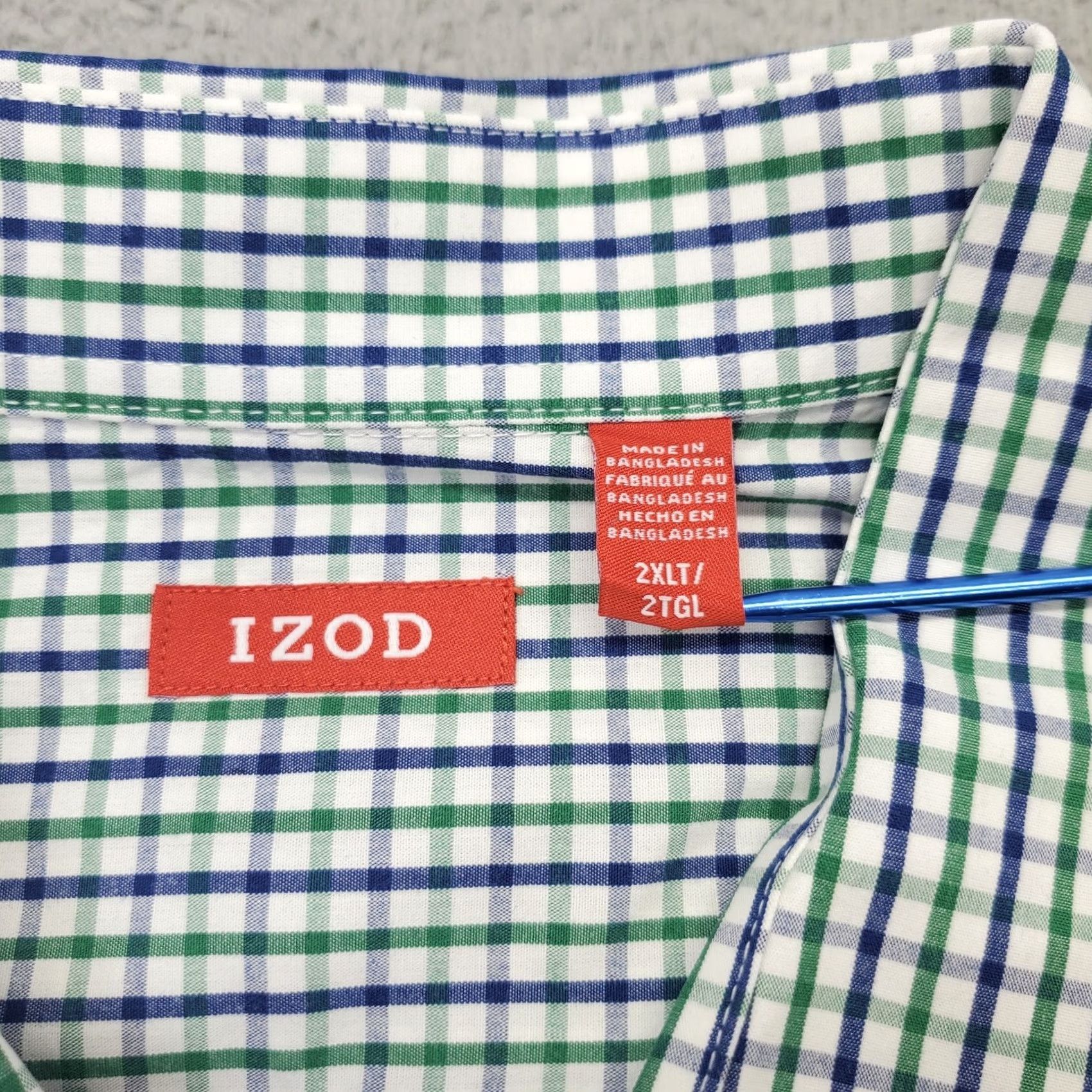 Izod IZOD Mens Shirt 2XLT Multicolor Check Chest Pocket Embroidery Logo Button Up EUC Size US XXL / EU 58 / 5 - 6 Thumbnail
