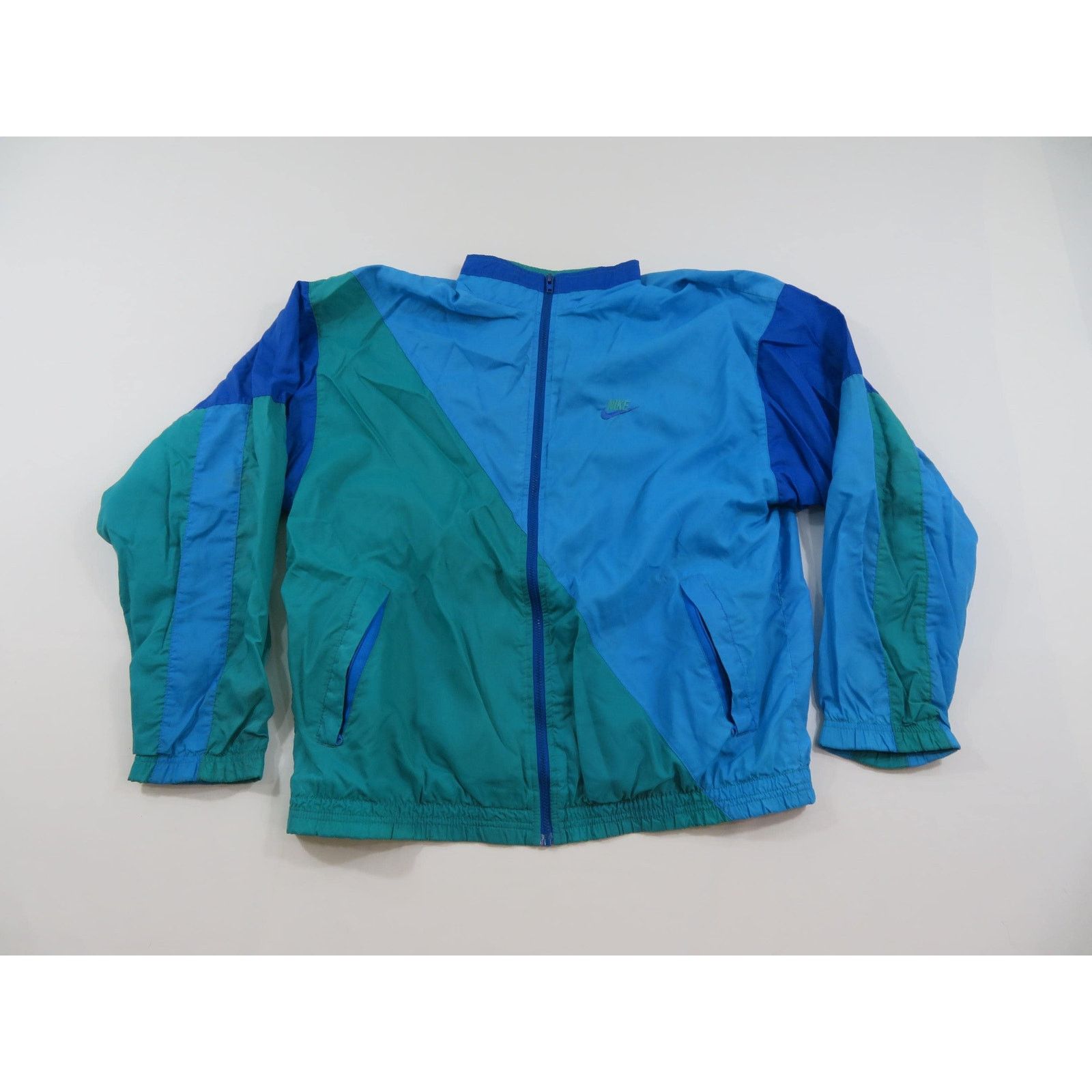 Nike Nike Windbreaker Jacket, Gray Tag, Green Blue Sz L 1990s Size US L / EU 52-54 / 3 - 1 Thumbnail