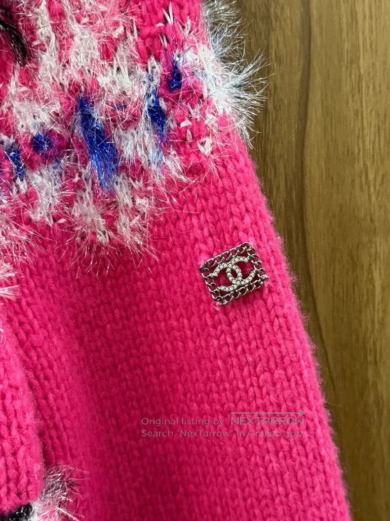 Chanel Chanel 21K autumn and winter pink bright line knitted swea Size XS / US 0-2 / IT 36-38 - 4 Thumbnail