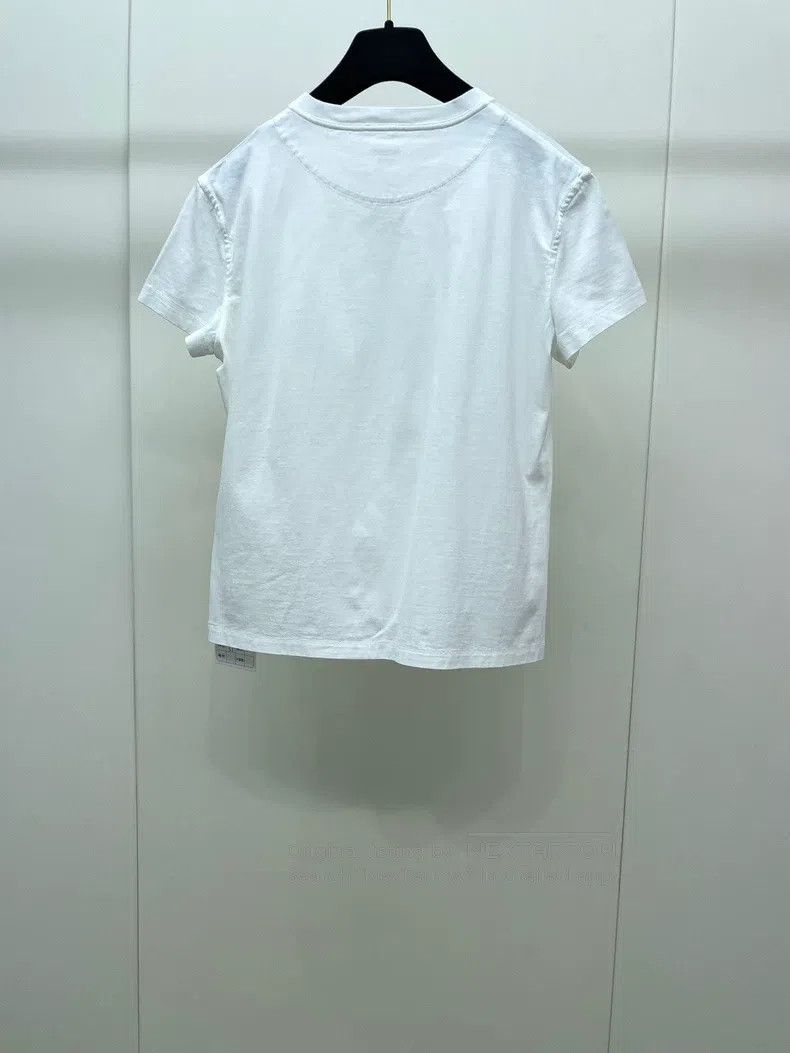 Hermes Hermes White Embroidered Pocket Short-Sleeve T-Shirt Size XS / US 0-2 / IT 36-38 - 2 Thumbnail