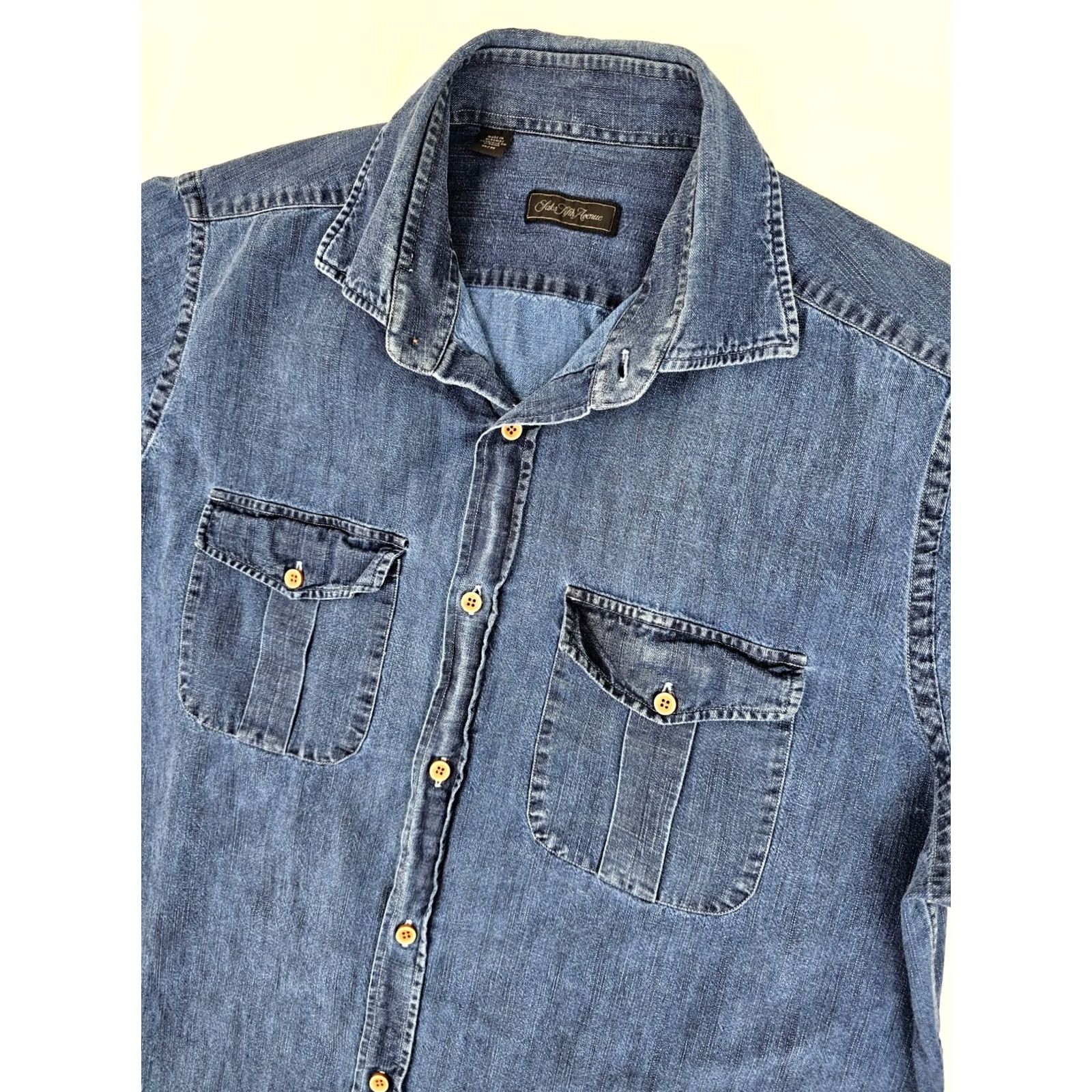 Saks Fifth Avenue Saks Fifth Avenue Denim Button Shirt Men M Blue Cotton Long Sleeve EUC Size US M / EU 48-50 / 2 - 2 Thumbnail