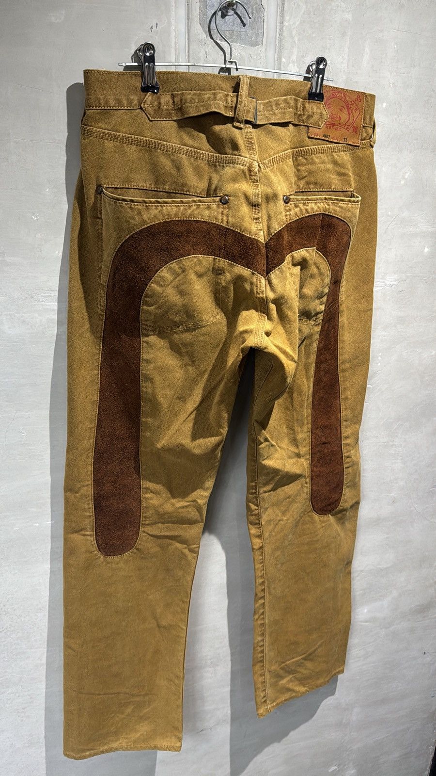 Evisu Rare EVISU Yamane Deluxe Canvas Pants Suede Leather Daicock Size US 32 / EU 48 - 2 Thumbnail