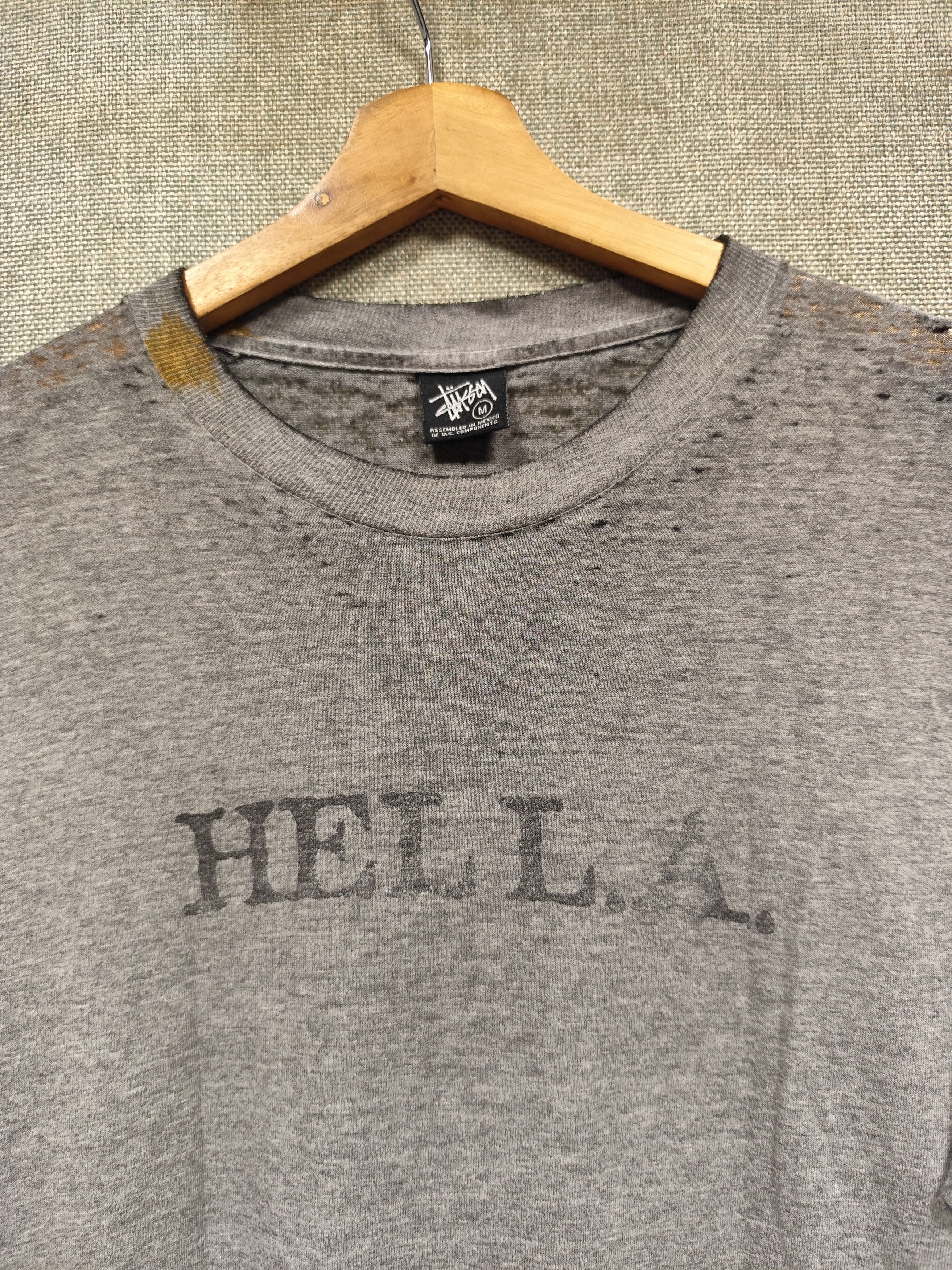 Stussy Vintage 90s t shirt stussy HELL.A thrashed Size US M / EU 48-50 / 2 - 5 Thumbnail