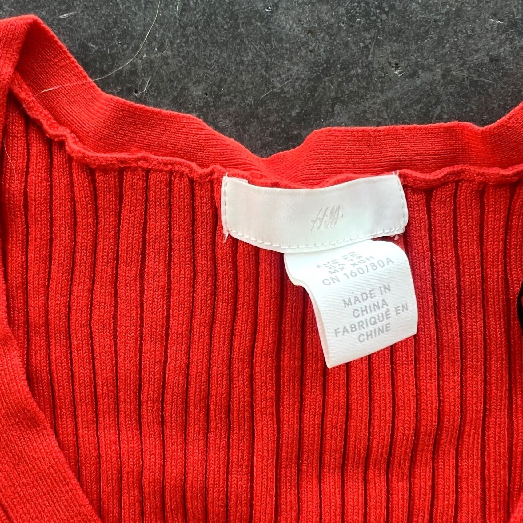 H&M VINTAGE H&M Cardigan Shirt Womens XS Orange V-Neck Ribbed Knit Long Sleeve Sweater Size XS / US 0-2 / IT 36-38 - 3 Thumbnail