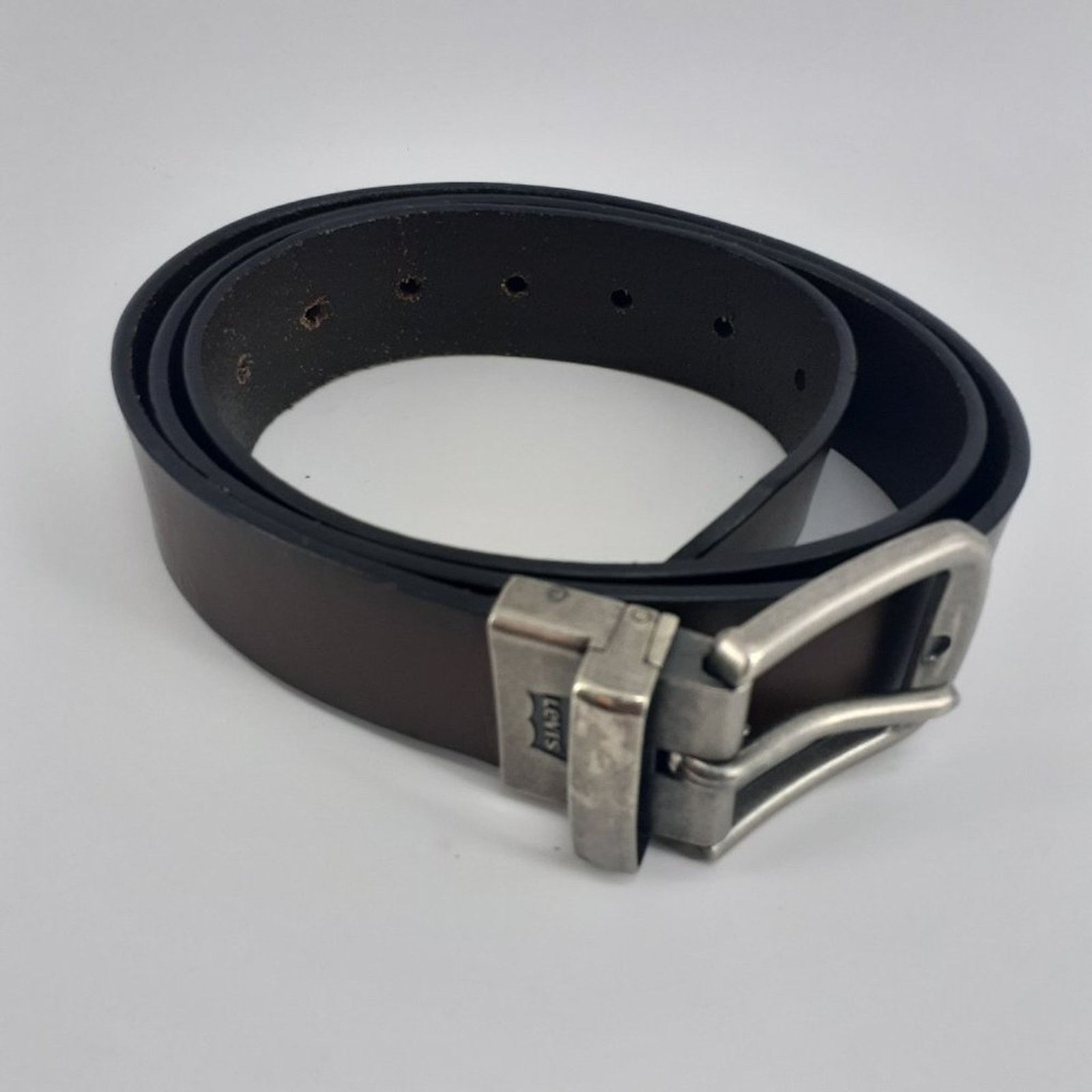 Levi's Levi's Men's Leather Dark Belt Brown Silver Tone Size 40 Size 40 - 1 Thumbnail
