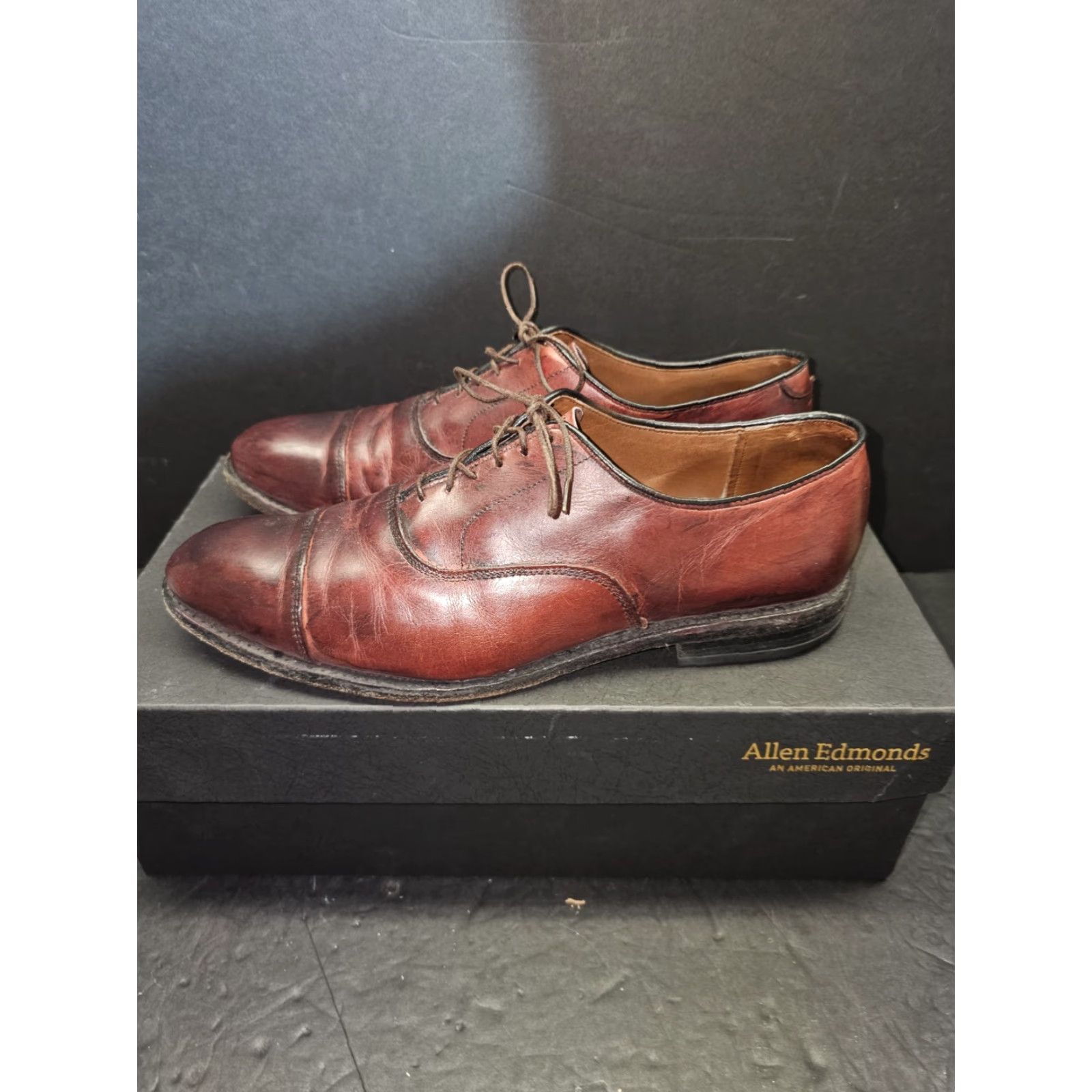 Allen Edmonds Park Avenue Oxford Cap Toe Leather Dress Shoes Size 9 1/2 C Oxblood