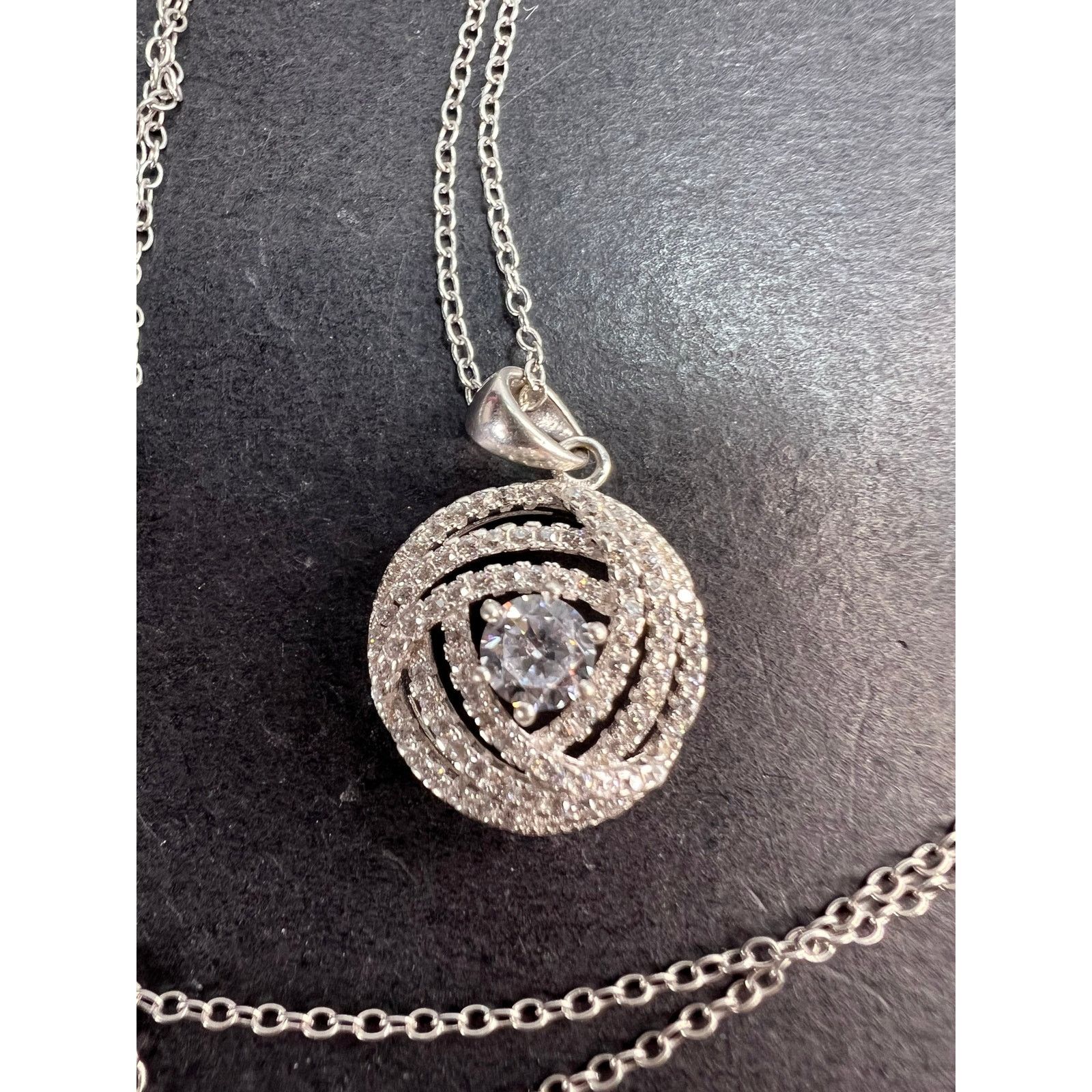 Other Cz swirl circle sterling silver pendant and chain Size ONE SIZE - 11 Thumbnail