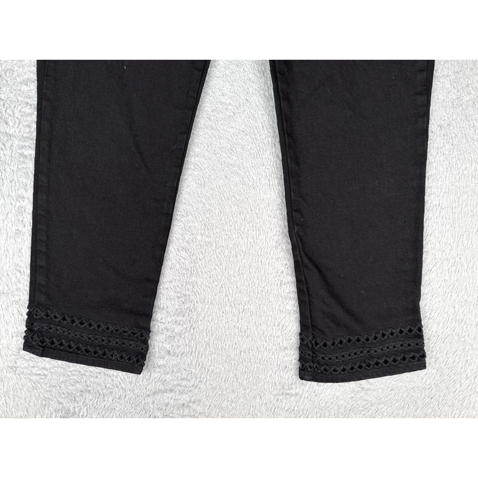 Gap Gap 1969 Jeans Womens Slim Crop Ankle Lace Hem Black 26x24 Denim Stretch Size 26" / US 2 / IT 38 - 2 Thumbnail