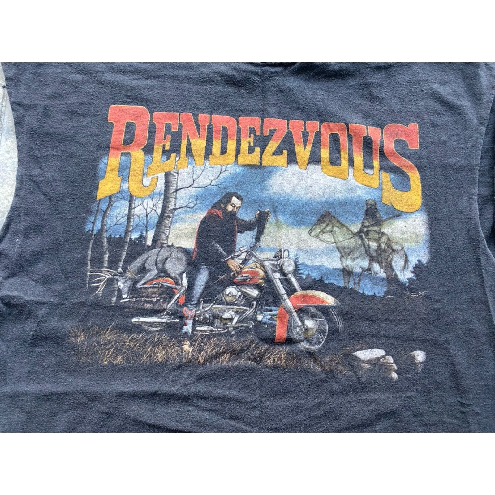 Hanes VINTAGE Hanes T-Shirt Motorcycle Rendezvous XL Black Men Sleeveless Cut Off Easy Riders Single Stitch Size US XL / EU 56 / 4 - 7 Thumbnail