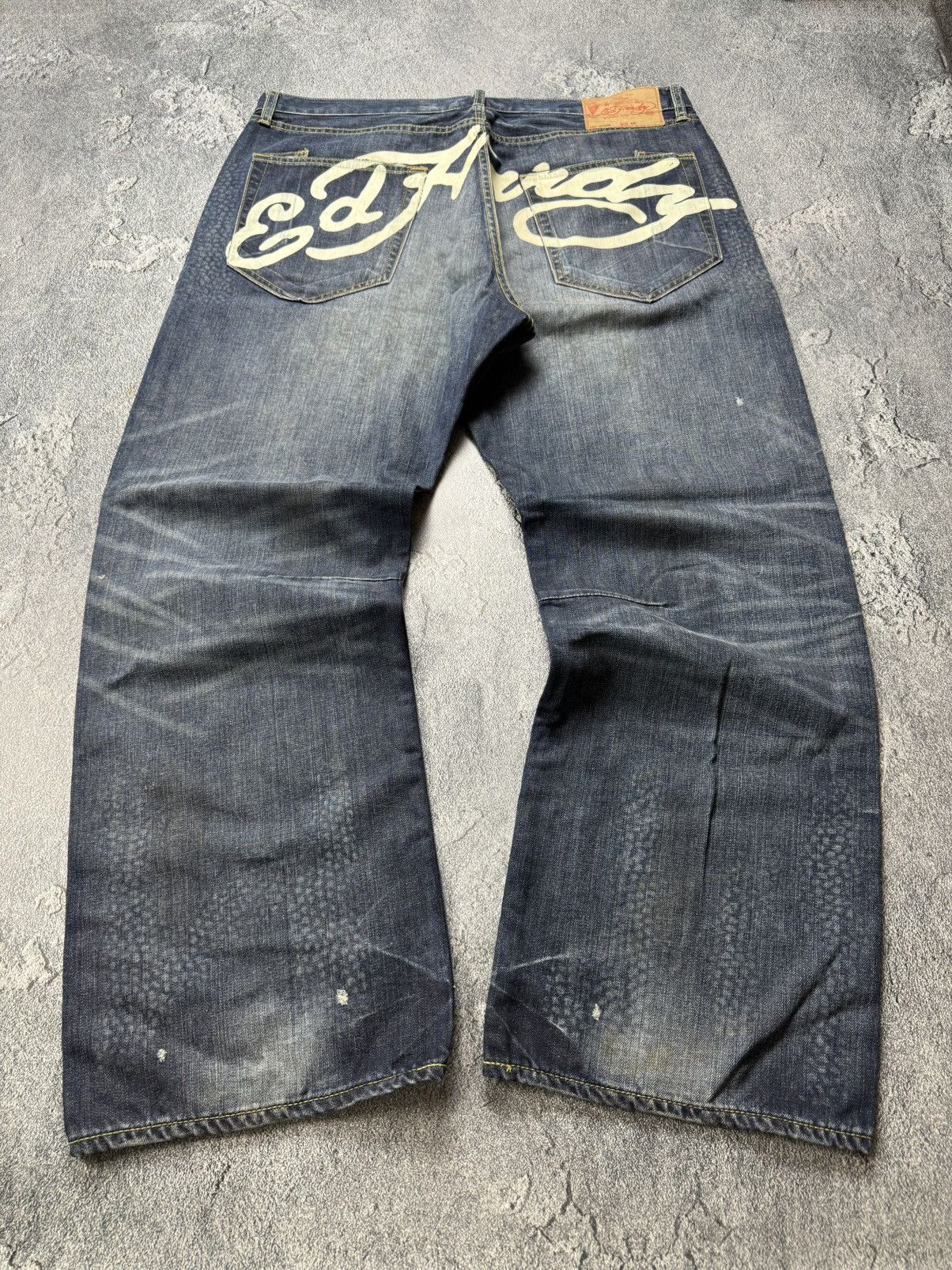 Ed Hardy Ed Hardy VNTG MultiLogo Rhistones Dragos Logo Jeans Pants Size US 42 / EU 58 - 2 Thumbnail