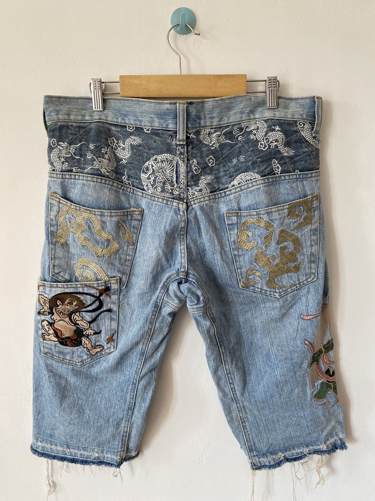 Denim & Co. × Japanese Brand Sukajan embroidery denim shorts pants Size US 36 / EU 52 - 7 Thumbnail