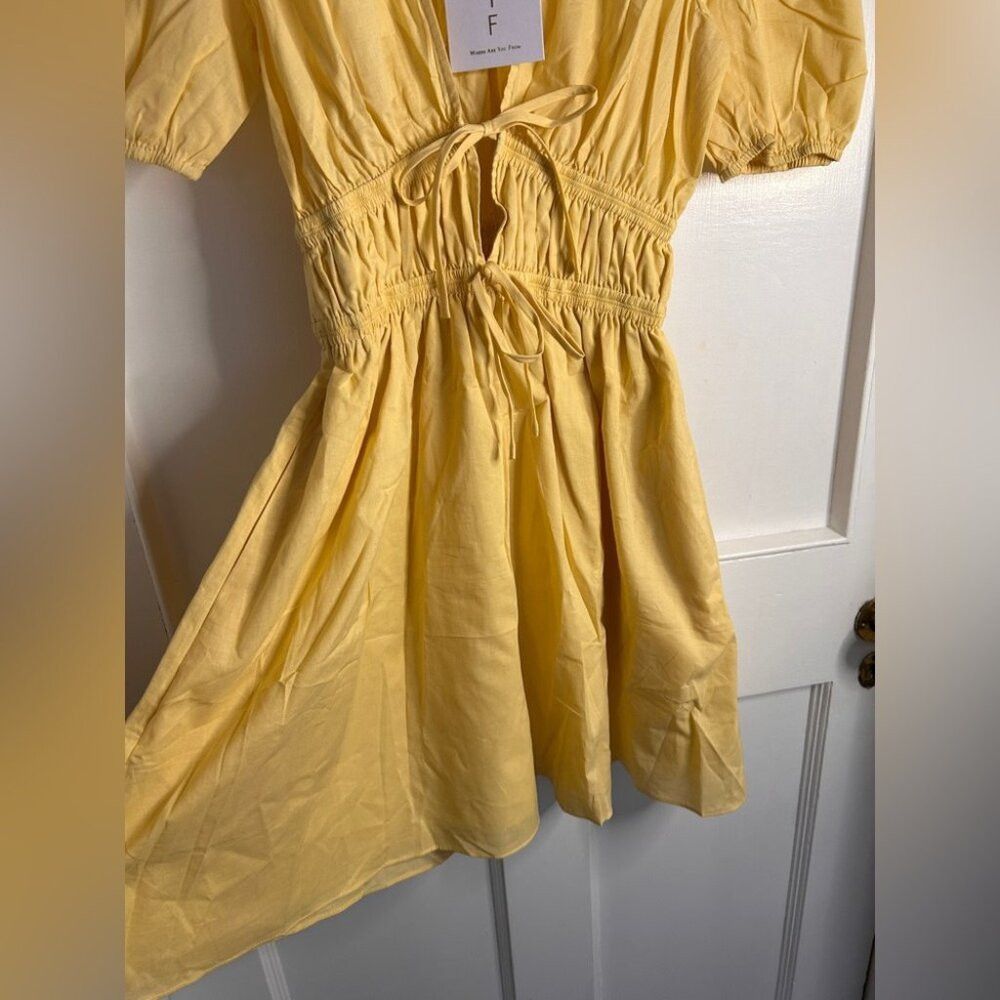 BNWT WAYF Yellow Cotton Mini Dress in Yellow Size XS