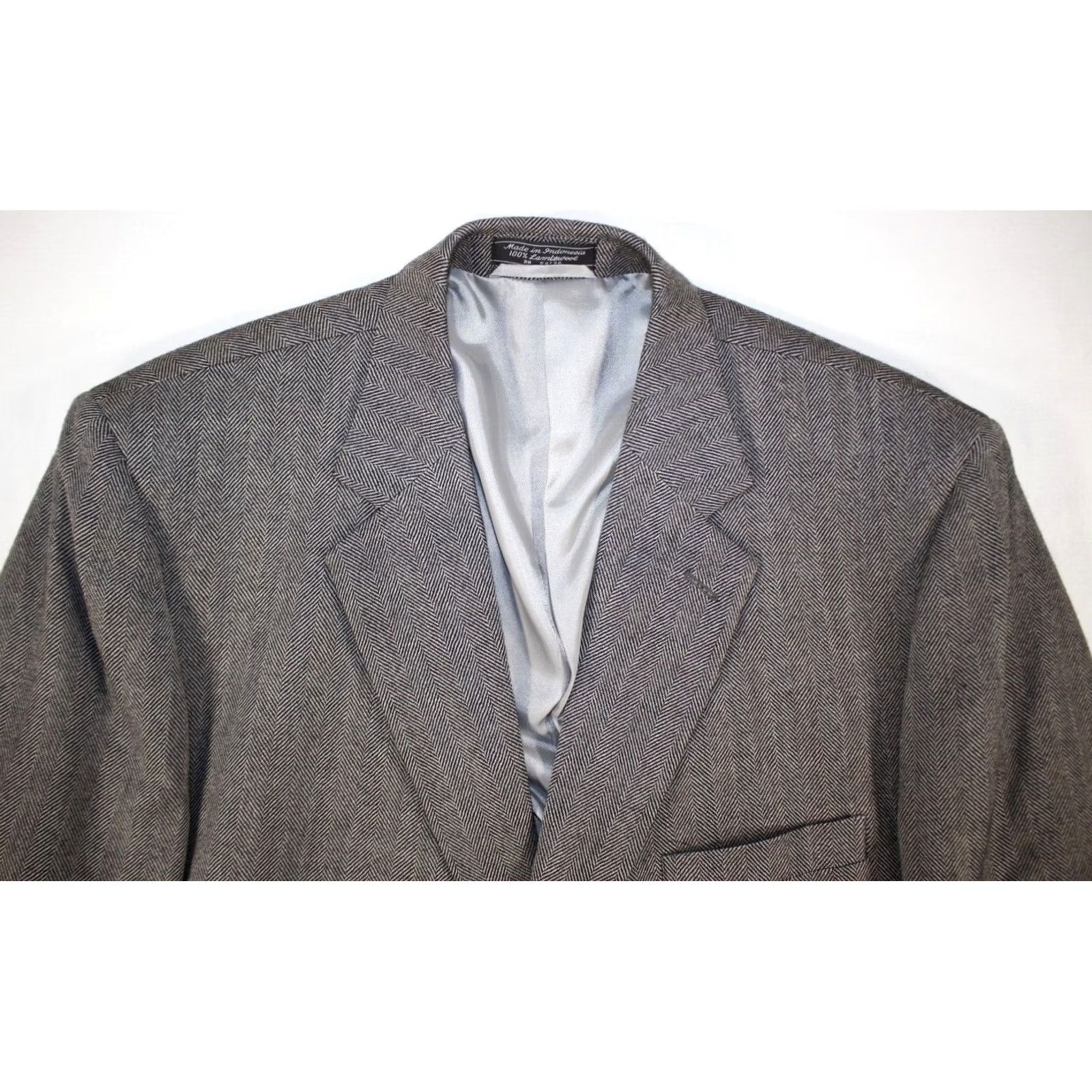 Vintage Vintage Bert Pulitzer Blazer Men 46 Lambswool Herringbone Gray Wool Blazer Jacket Size 46R - 4 Thumbnail