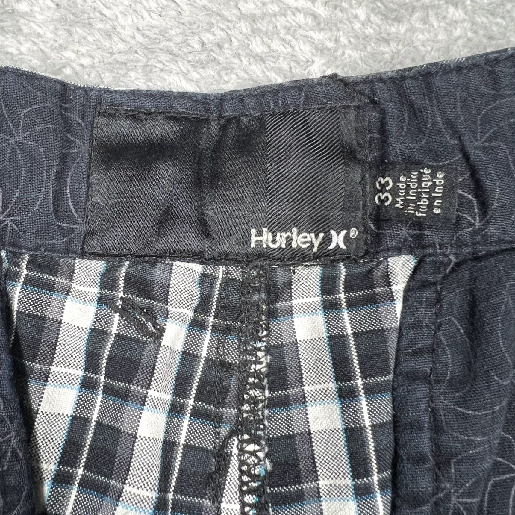 Hurley Hurley Shorts Men's 33 Black White Checkered Plaid Chino Flat Front - SEE PHOTOS Size US 33 - 7 Thumbnail