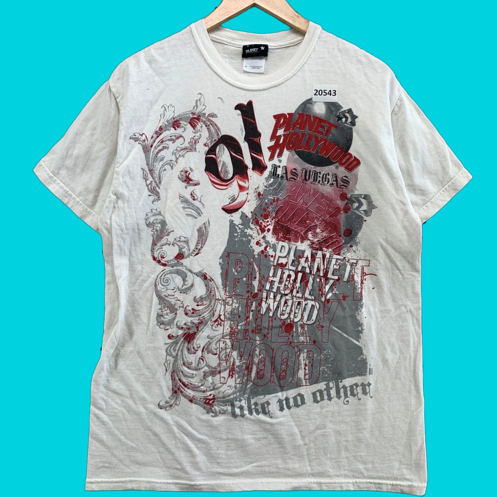 Planet Hollywood VINTAGE Planet Hollywood Graphic T-Shirt White Red Adult Medium Gothic Mens Size US M / EU 48-50 / 2 - 1 Thumbnail