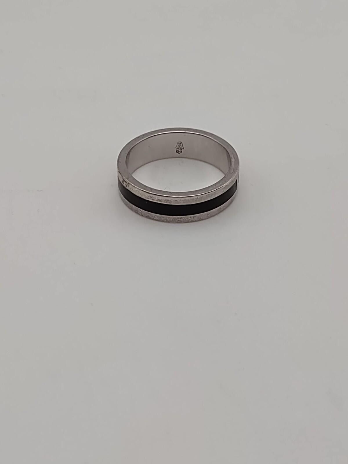 The Unbranded Brand Sterling Silver Red Black Inlay Band Ring Sz 8.75 Size ONE SIZE - 2 Thumbnail
