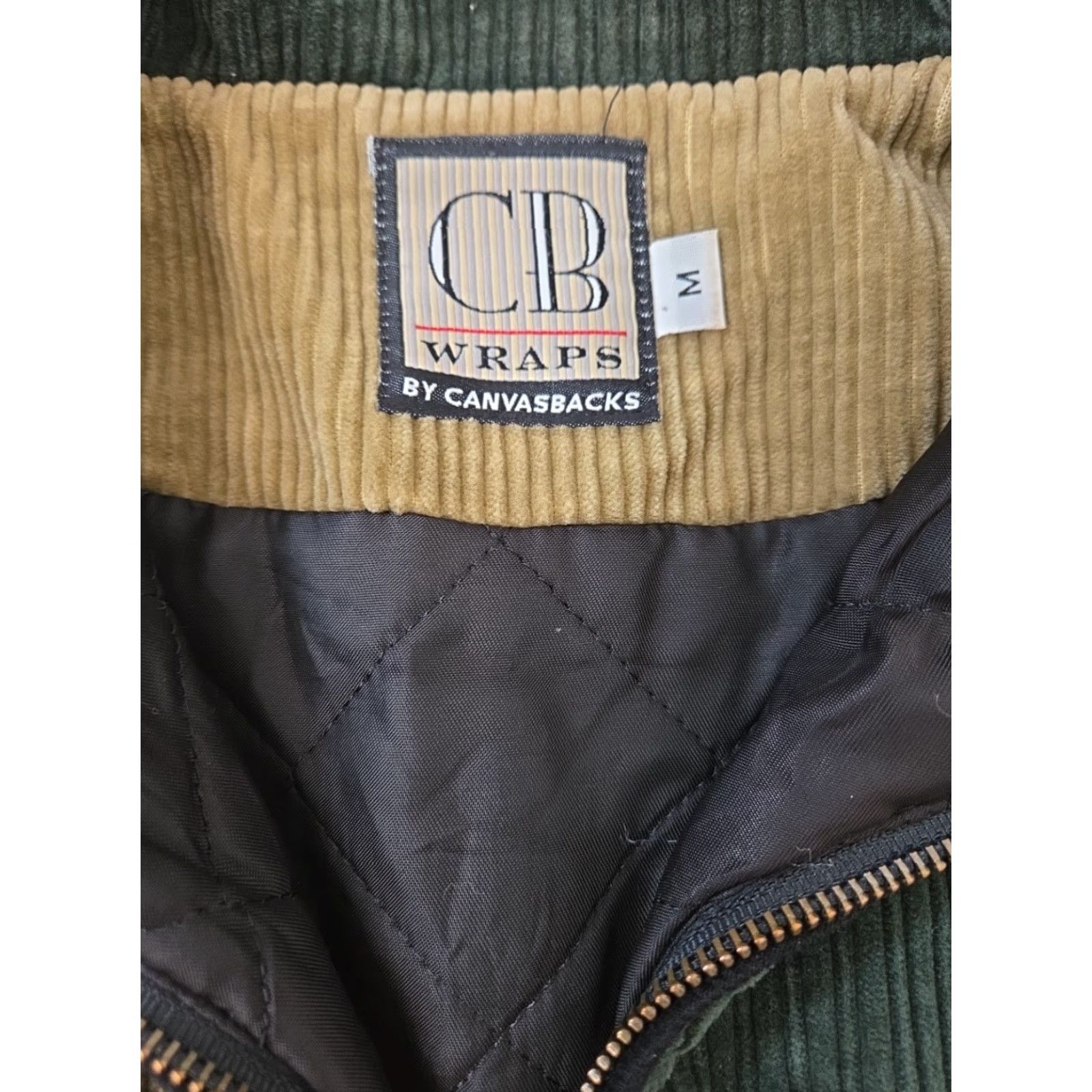 Vintage Vtg Corduroy Wool Patchwork Vest Womens M 90s CB Wrap Green Vest 90s Size M / US 6-8 / IT 42-44 - 2 Thumbnail