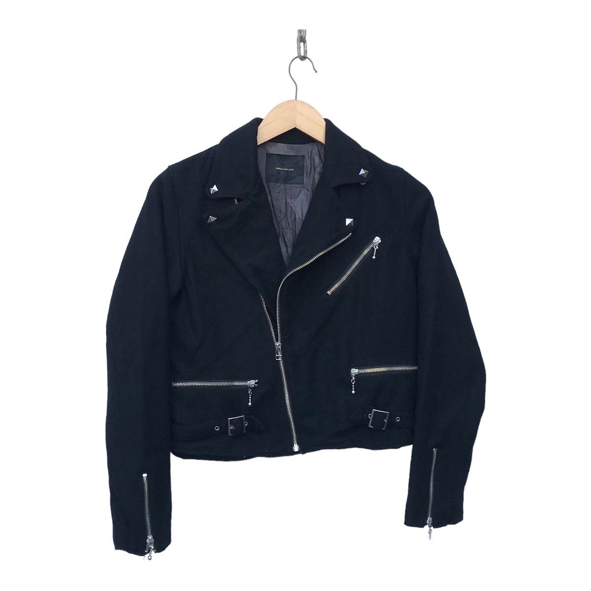 Other World Wide Love Women Double Collars Rockabilly Biker Jacket Size S / US 4 / IT 40 - 1 Thumbnail