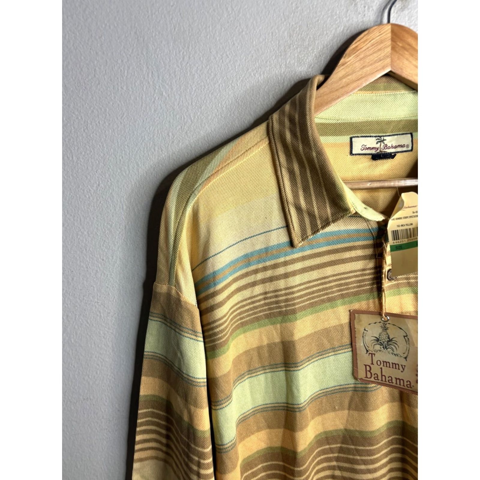 Tommy Bahama Tommy Bahama Polo Shirt Mens Large Yellow Ombre Stripe Silk Cotton Casual Golf Shirt Size US L / EU 52-54 / 3 - 2 Thumbnail