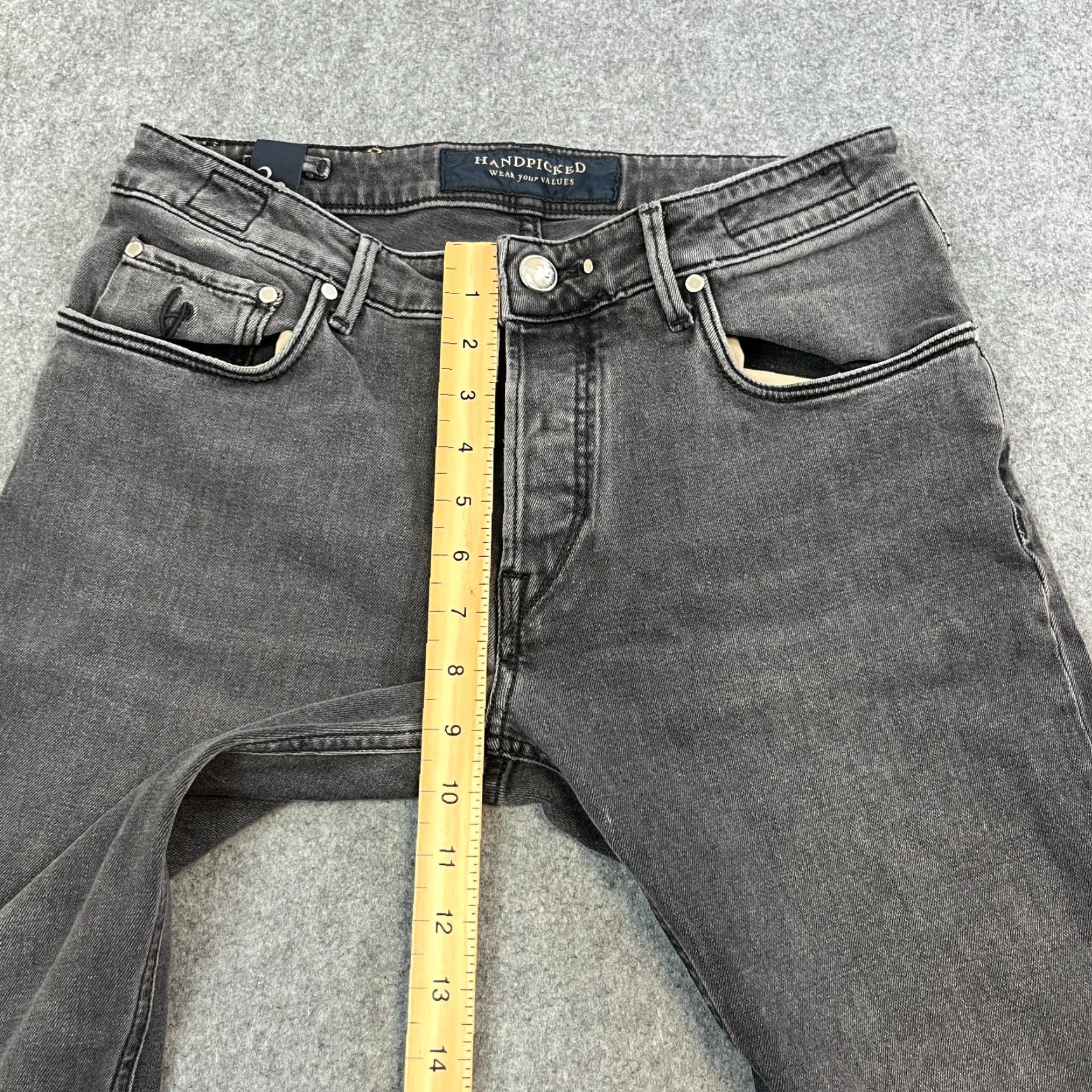 Vintage Handpicked Mens Jeans Slim Fit 32 30 Dark Grey Stretch Ravello Made In Italy Jeans Slim Mens 32 Grey Size US 32 / EU 48 - 5 Thumbnail