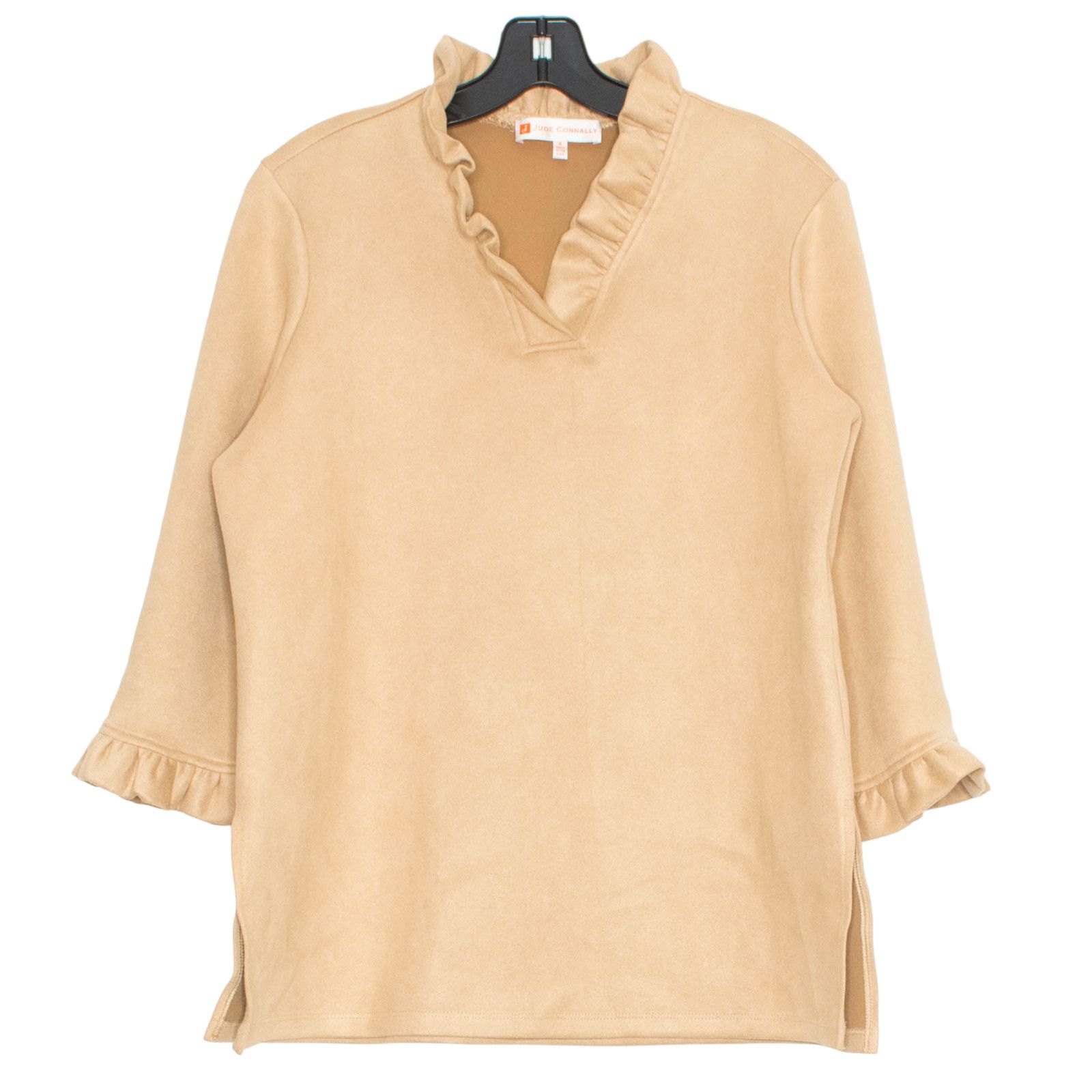 image of Jude Connally Top Cora Faux Suede Tunic 3/4 Sleeve Small Kb in Tan, Women's