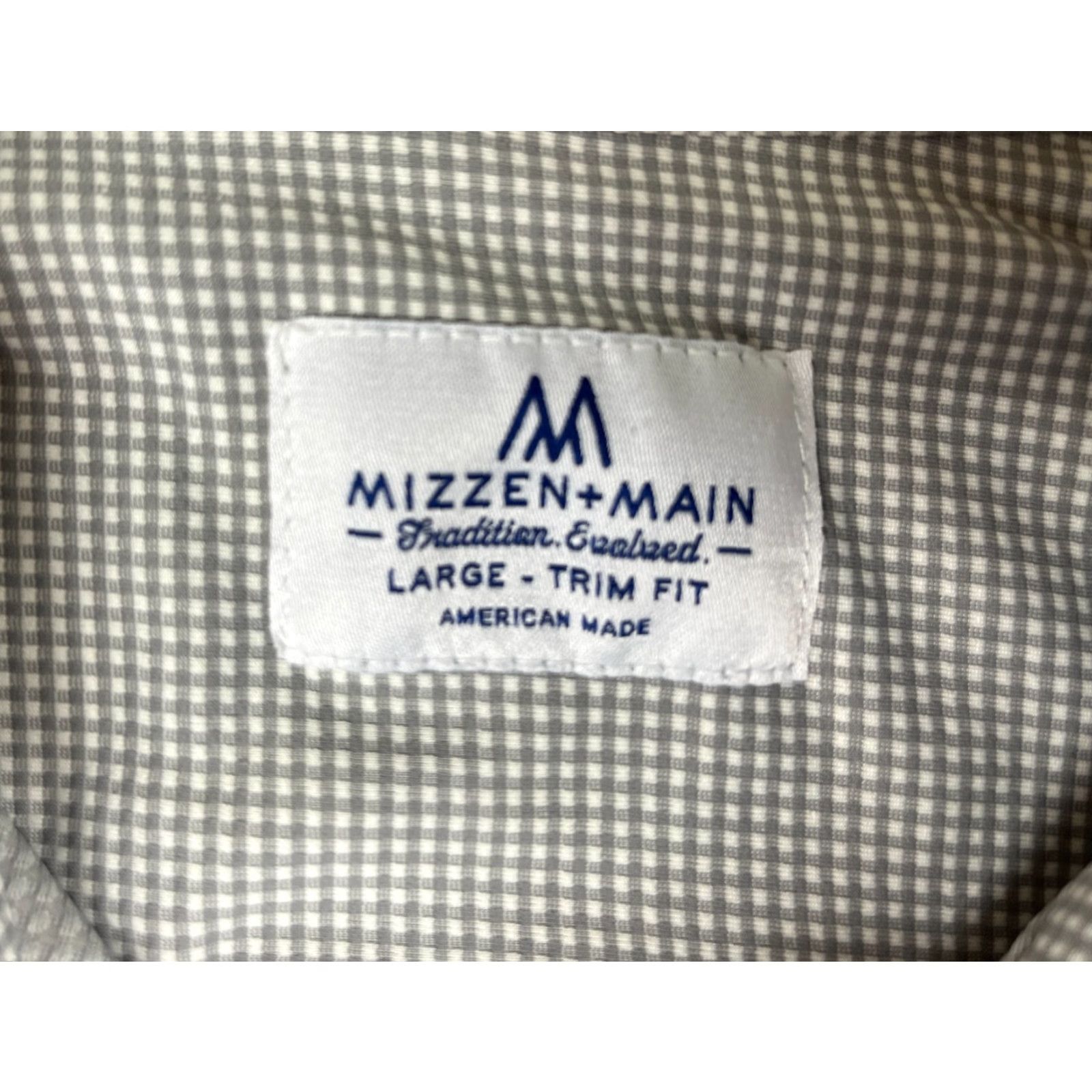 Mizzen+Main Mizzen+Main Shirt Long Sleeve Button-Up Trim Fit Gingham Gray Size L Mens Size US L / EU 52-54 / 3 - 5 Thumbnail