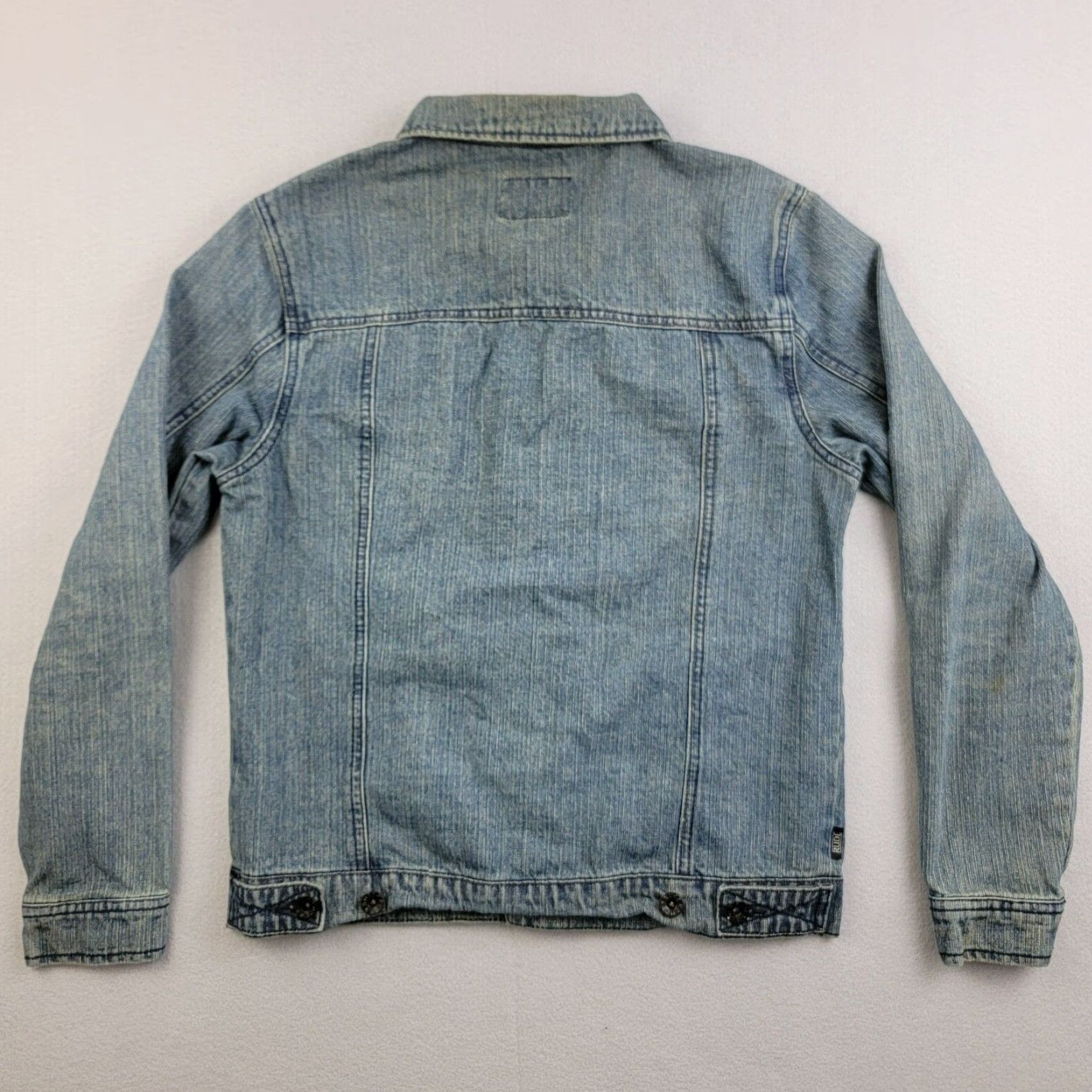 Denime VINTAGE Rude Denim Jacket Womens Small S Blue Classic Trucker 100% Cotton Long Sleeve Button Medium Wash Size S / US 4 / IT 40 - 7 Thumbnail
