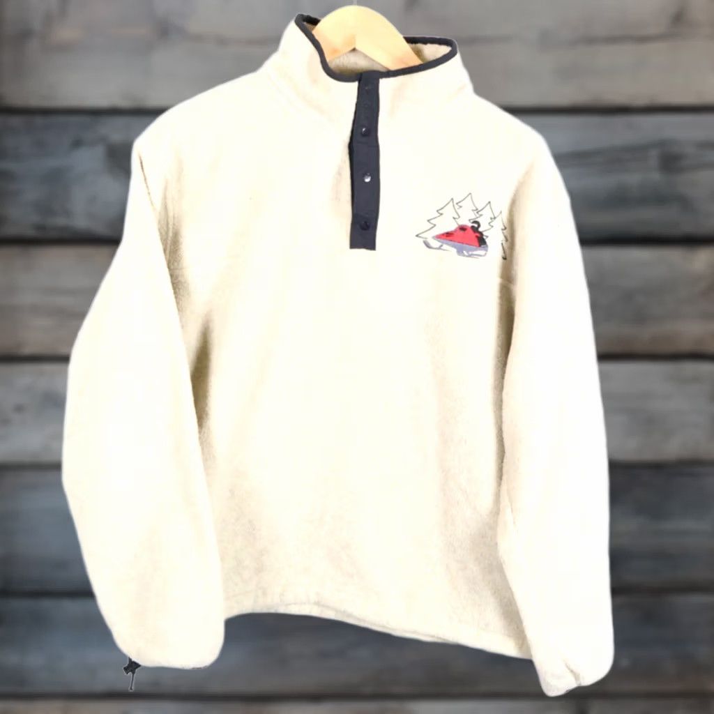 Vintage VINTAGE Fox Point Jacket Embroidered Ivory Fleece Snap 90s Men Large Size US L / EU 52-54 / 3 - 1 Thumbnail