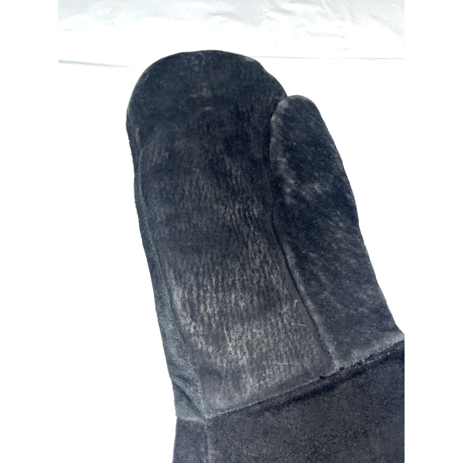 Vintage VINTAGE BLACK SUEDE LEATHER LONG MITTENS GAUNTLET COLD WEATHER lined New Men’s Small New Size ONE SIZE - 3 Thumbnail