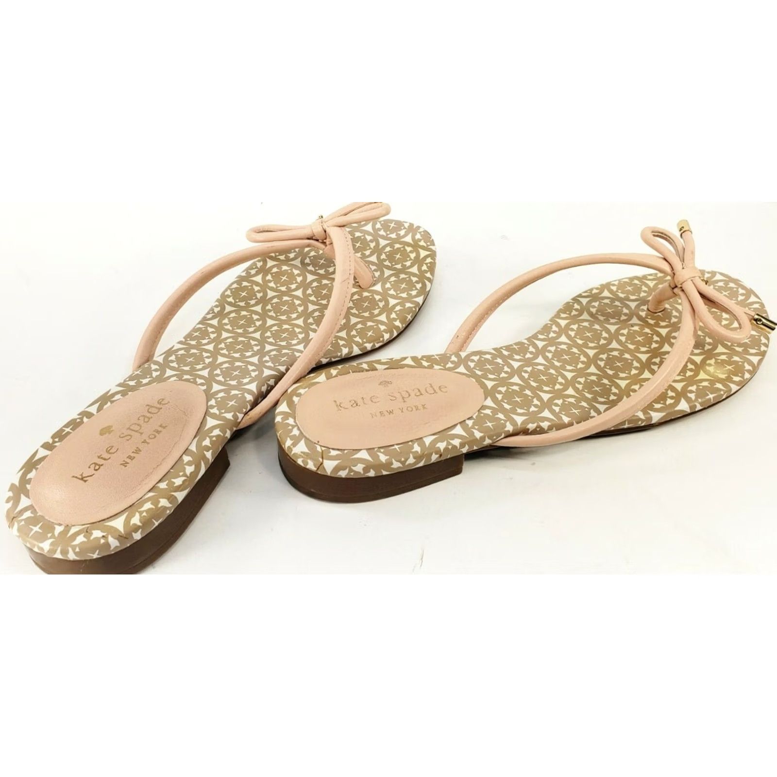 Vintage Kate Spade Sandals Womens 7M Casual Comfort Slide On Thong Flip Flops Pink Bow and Straps - Excellent Condition Size US 7 / IT 37 - 7 Thumbnail