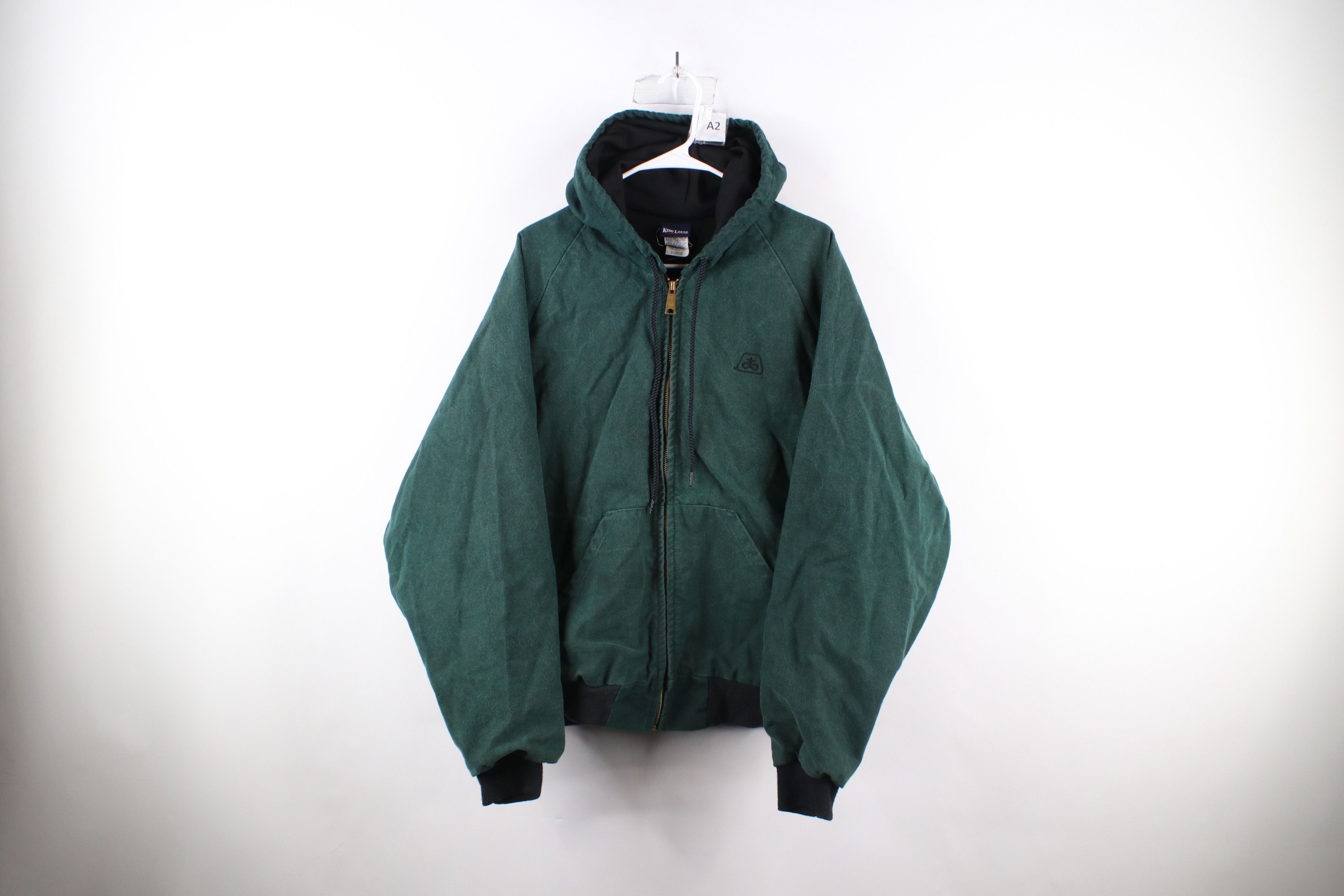 image of Vintage 90's Streetwear Lined Hooded Canvas Jacket Green, Men's (Size XL)