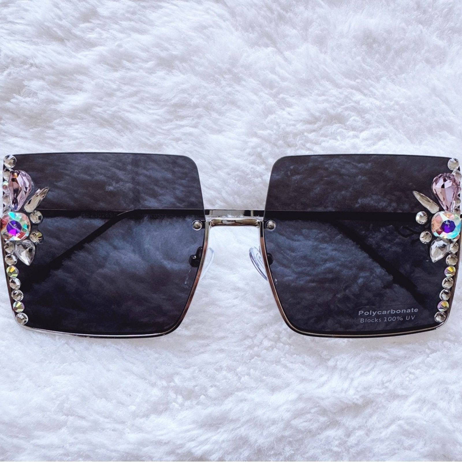 Other Nora Black w/ Silver Rims Square Sunglasses Size ONE SIZE - 1 Thumbnail