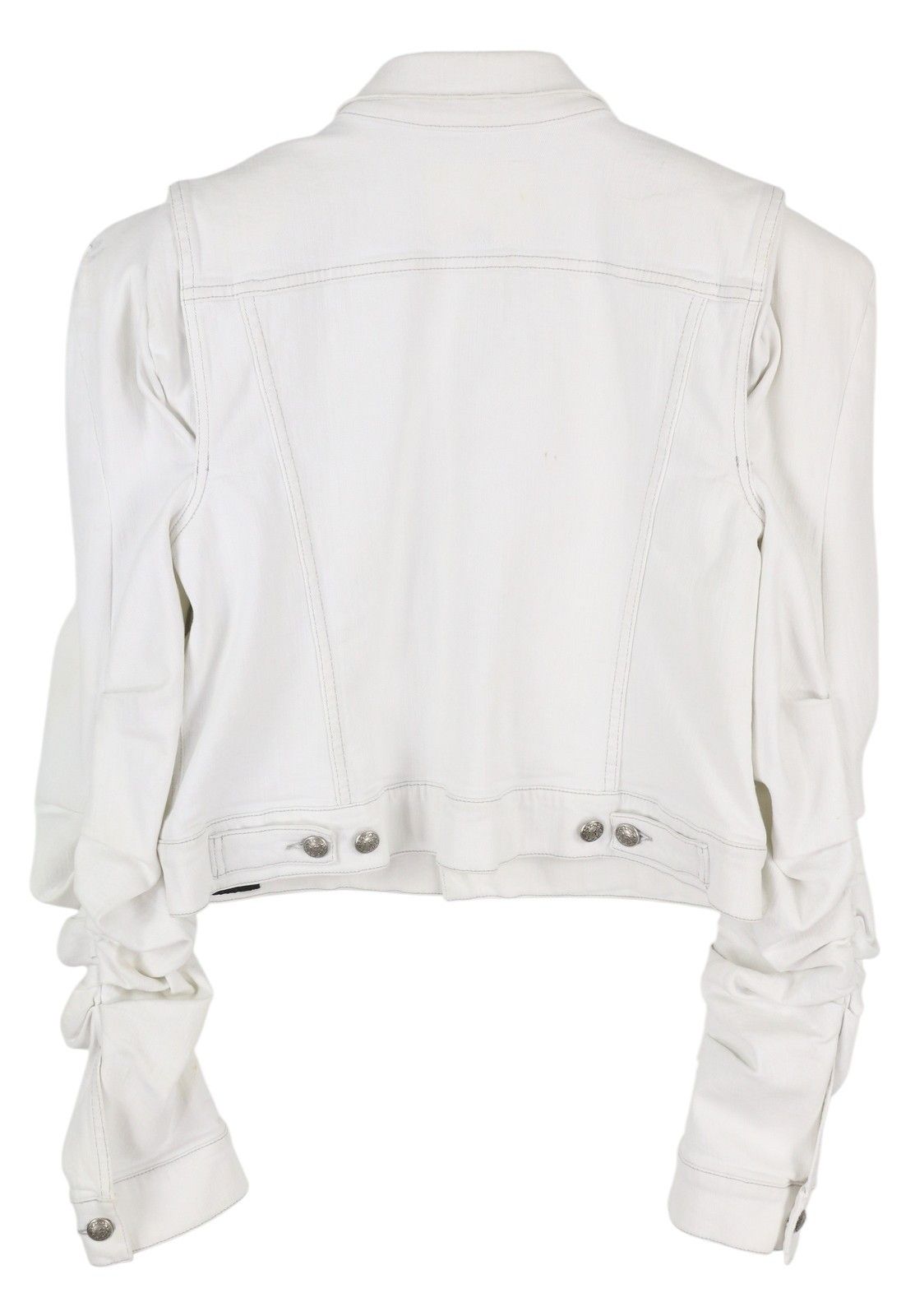 R13 KELSEY SHIRRING DENIM M Ibrooke White Shoulder Pads 86173 Size M / US 6-8 / IT 42-44 - 2 Thumbnail
