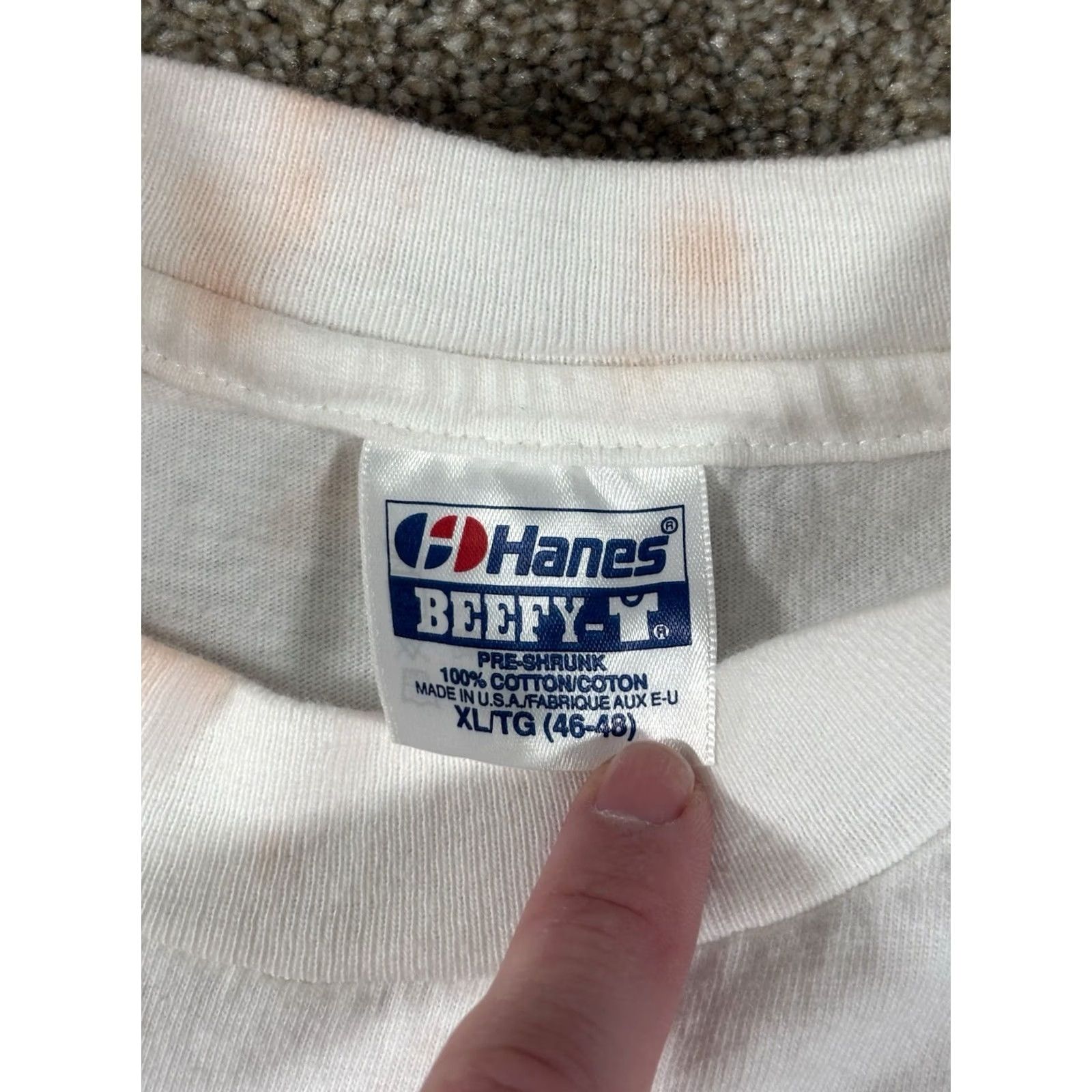 Hanes Vintage Peeping Tom Kelly 1986 Single Stitch Shirt USA Made • Adult Size XL - White Size US XL / EU 56 / 4 - 4 Thumbnail