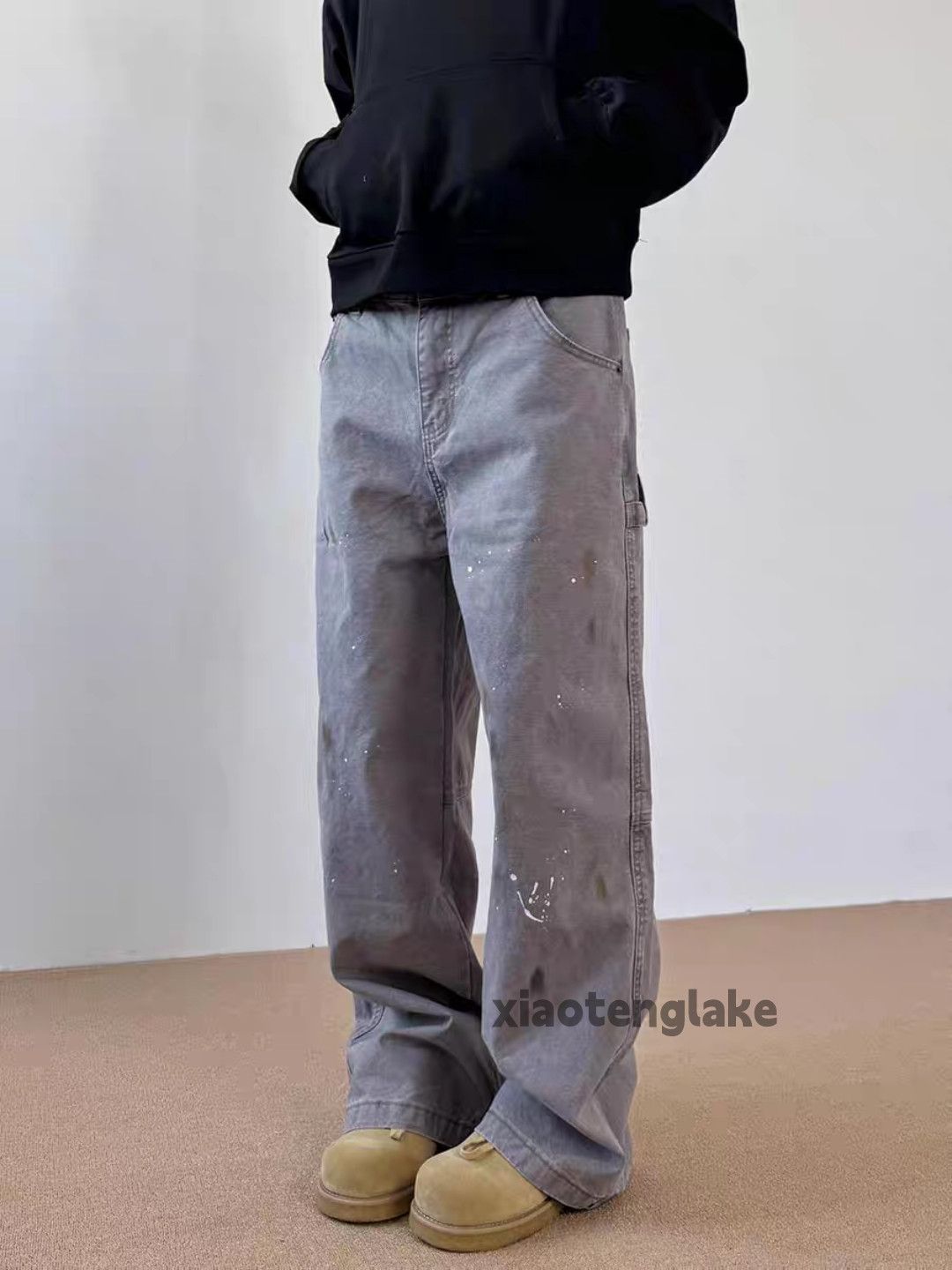 Designer Unisex washed faded loose baggy hiphop Carpenter pants Size US 32 / EU 48 - 3 Thumbnail