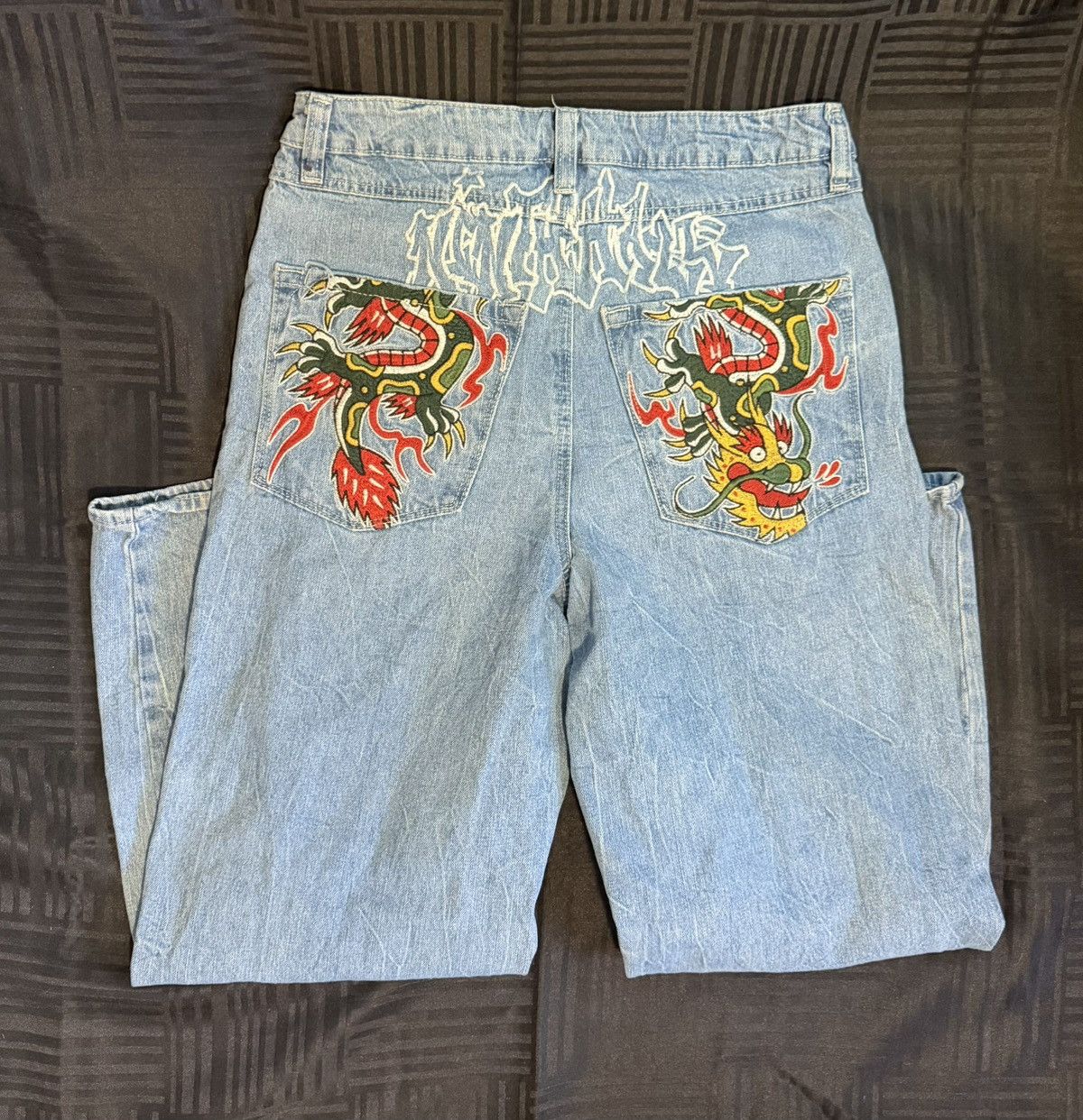 Other Ninth Hall Ambush Dragon Embroidered Jeans Light Wash Y2K Size US 30 / EU 46 - 2 Thumbnail