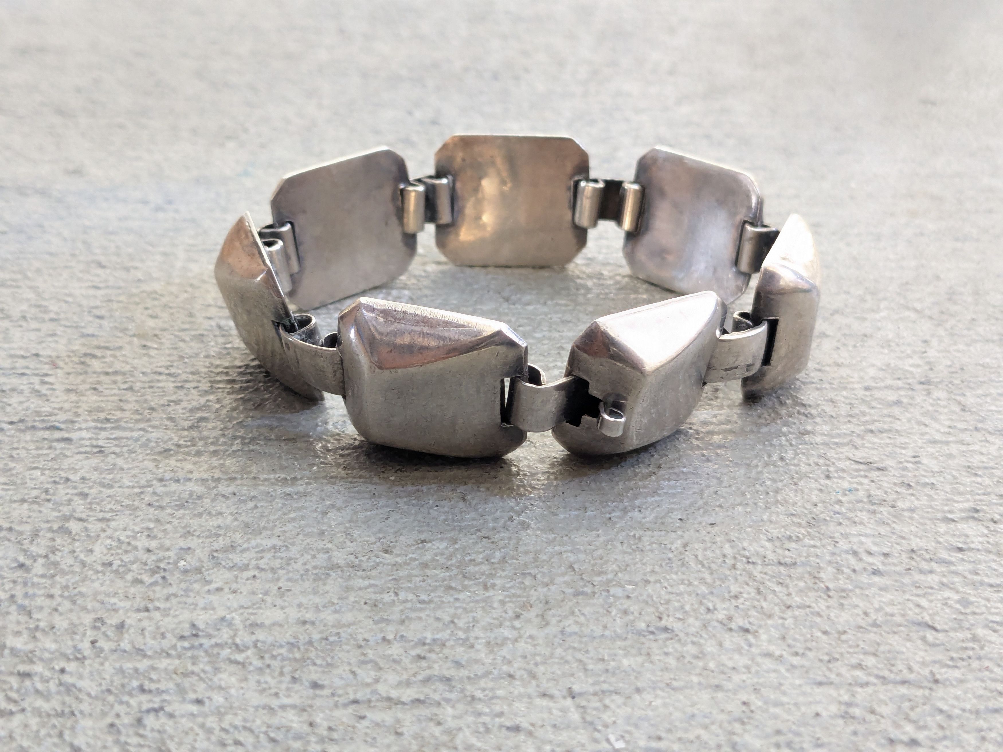 Sterling Silver Vintage Sterling Silver Bracelet Square Modern Abstract Size ONE SIZE - 2 Thumbnail
