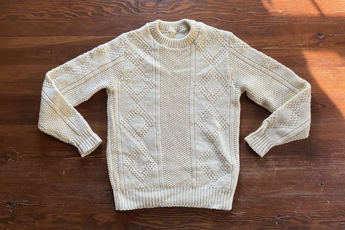 Vintage Vintage 60’s/70’s Cream Fisherman Knit Sweater Size US M / EU 48-50 / 2 - 2 Thumbnail
