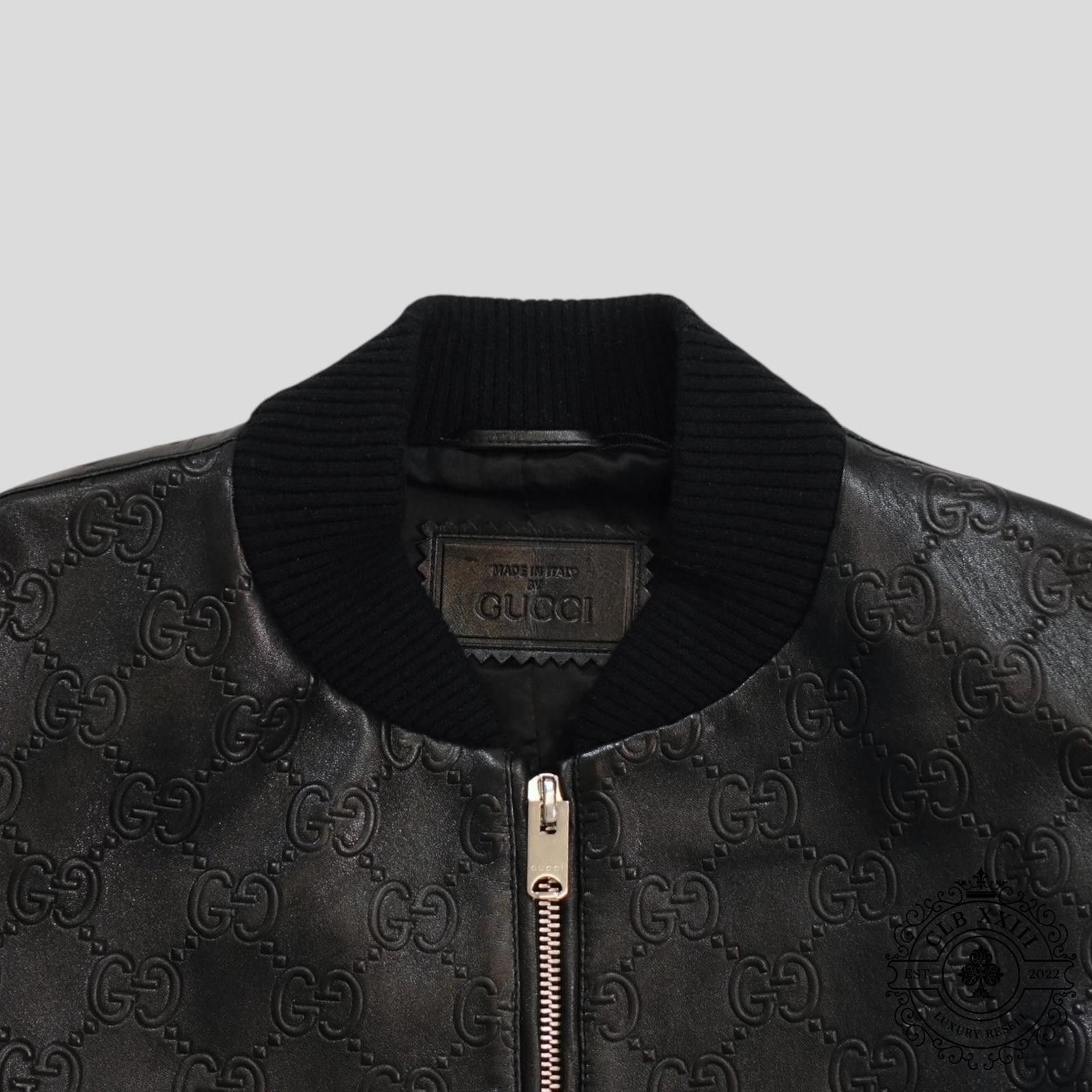 Gucci Gucci GG Leather Bomber Jacket in Black Size US L / EU 52-54 / 3 - 2 Thumbnail