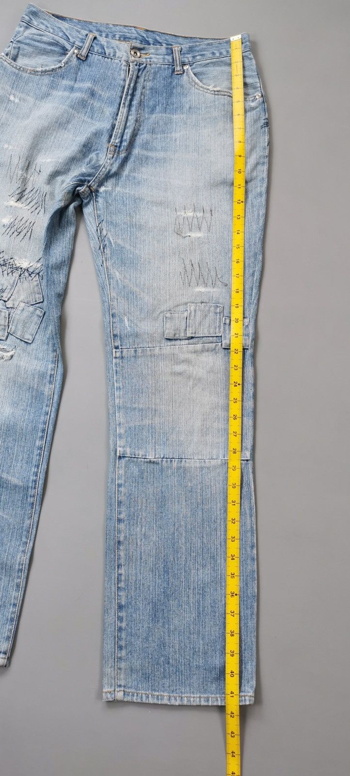 14th Addiction TTU Japan Patchwork Square Distressed Denim Jeans Size US 31 - 13 Thumbnail