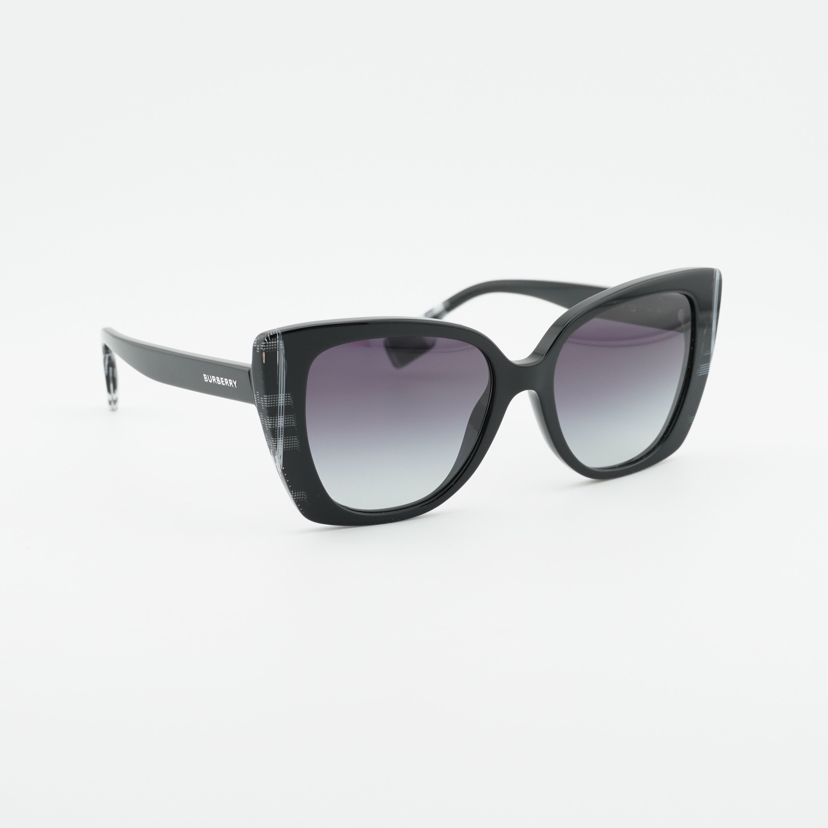 Burberry Burberry BE4393 40518G Sunglasses Black/Check White Cat Eye Size ONE SIZE - 8 Thumbnail