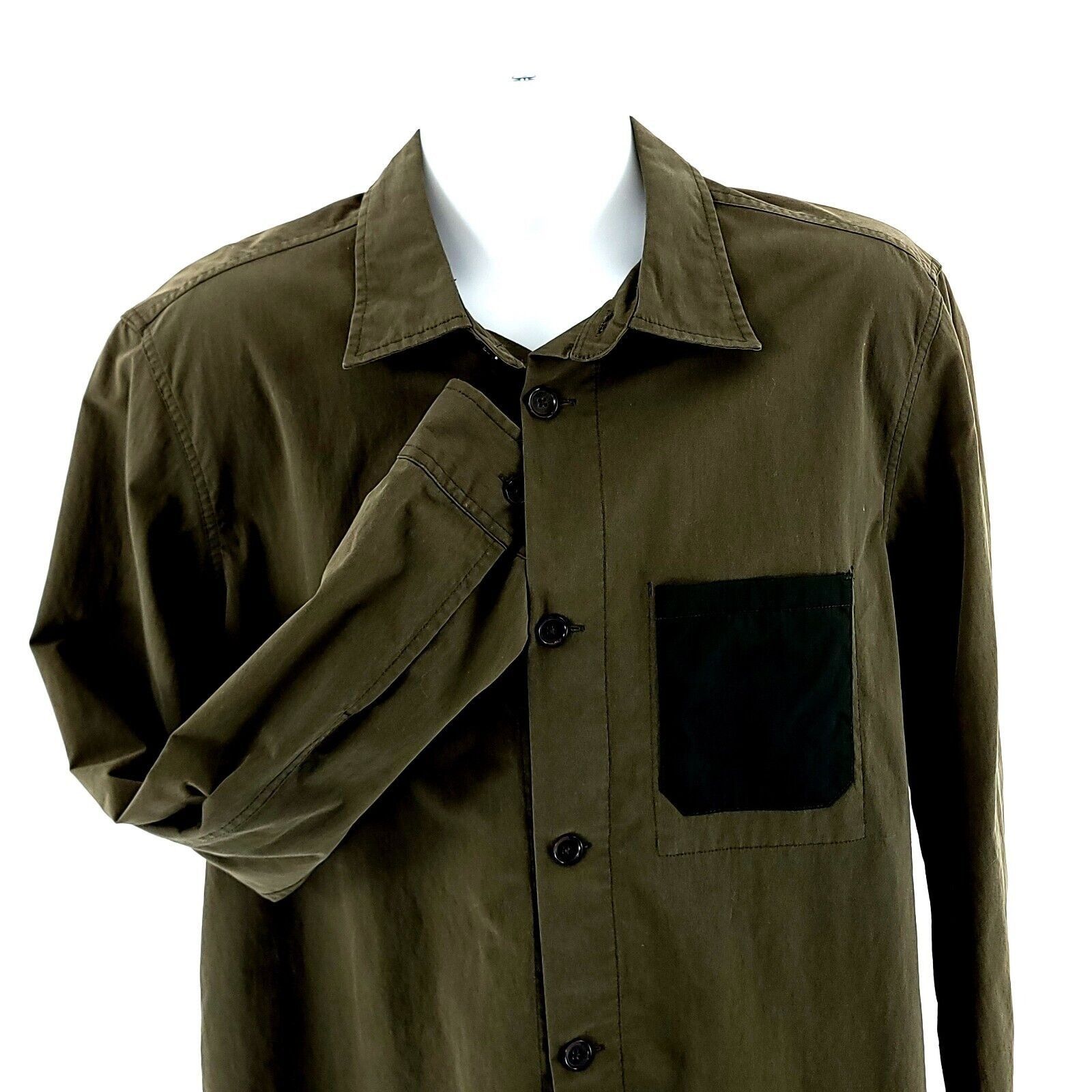Calvin Klein Calvin Klein Green Large Pocket Front Cotton Collared Dress Size US L / EU 52-54 / 3 - 1 Thumbnail