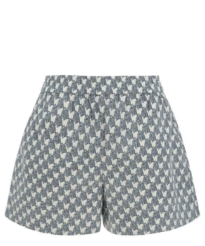 Tory Burch o1s22i1n1024 Printed Poplin Shorts in Blue Size 27" / US 4 / IT 40 - 1 Thumbnail