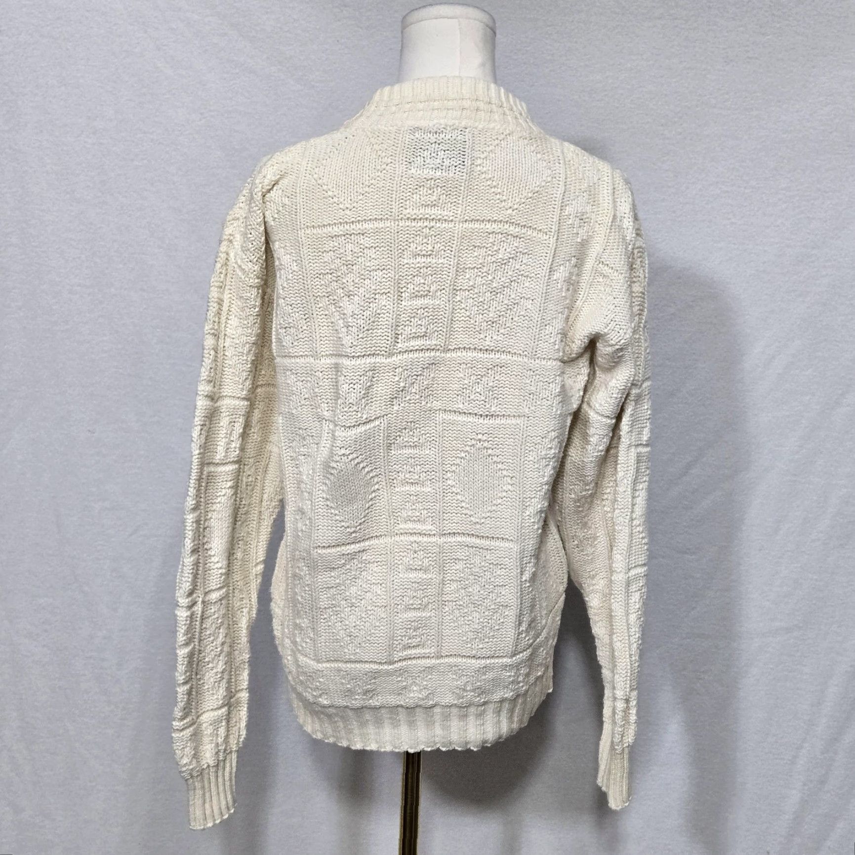 Vintage Woolrich Women Medium Sweater Ivory Cable Knit Mock Neck Made in USA Size M / US 6-8 / IT 42-44 - 5 Thumbnail
