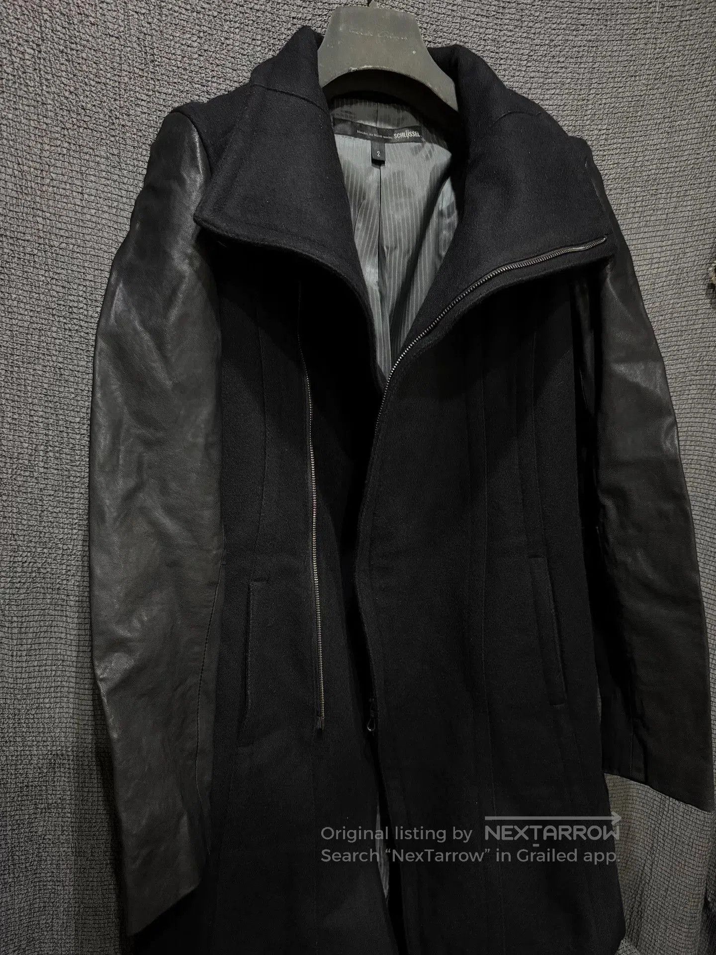 Rick Owens Avant-garde Black Coat with Leather Sleeves. Size US M / EU 48-50 / 2 - 3 Thumbnail