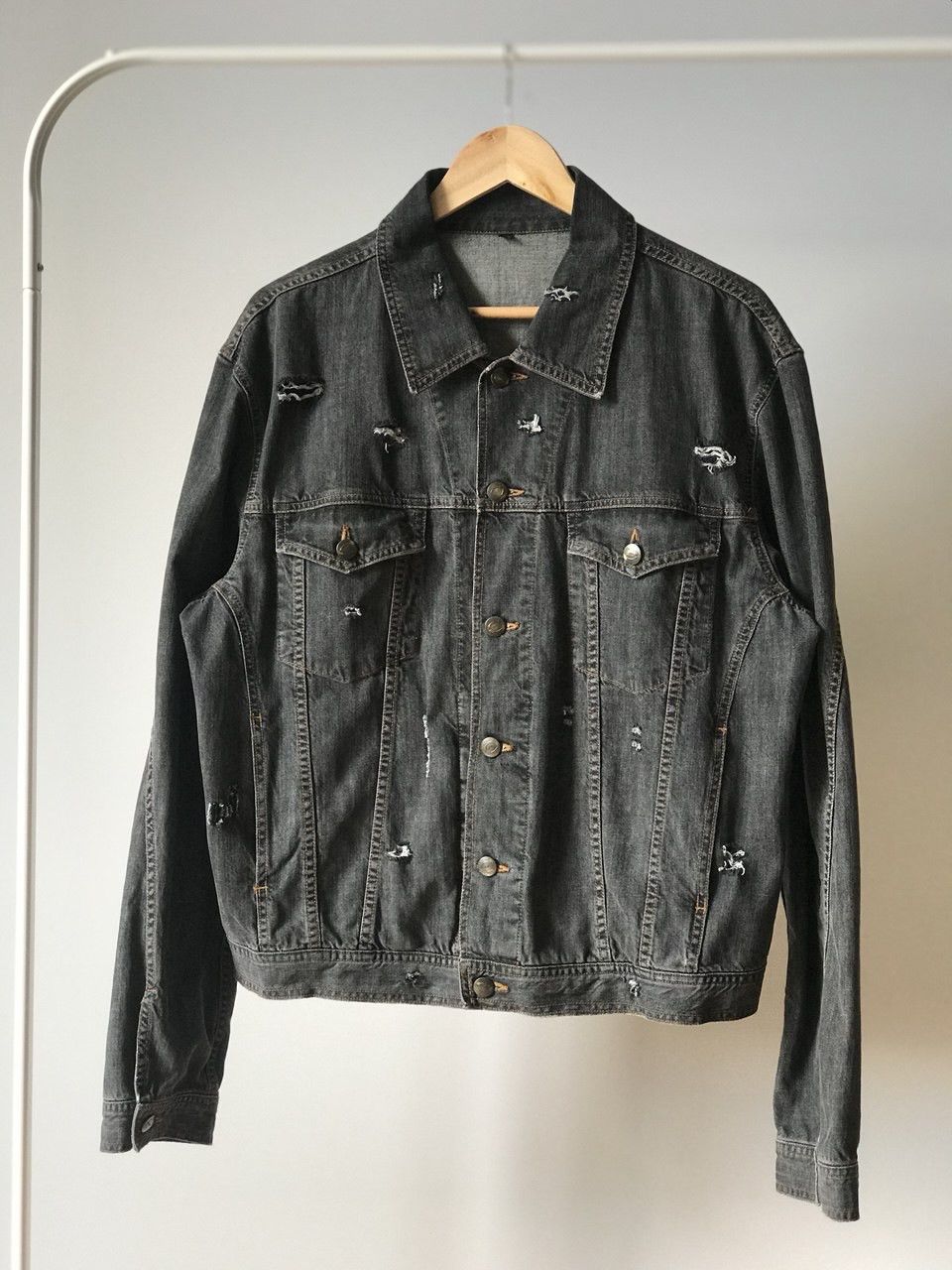 Just Cavalli Just Cavalli Black Washed Denim Jacket Distressed Design Size US XXL / EU 58 / 5 - 1 Thumbnail