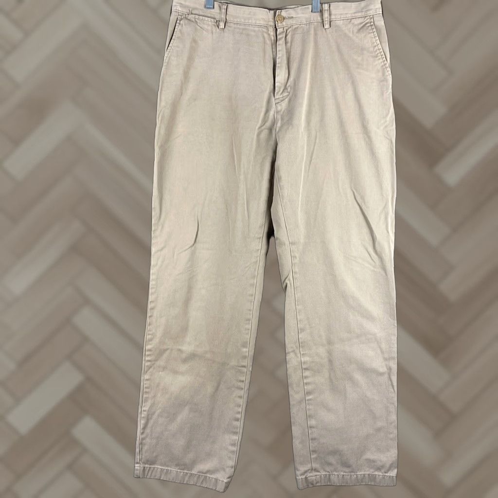 Nautica Nautica Pants Khaki Flat Front Chino 38 x 34 Tan Mens Size US 38 / EU 54 - 1 Thumbnail