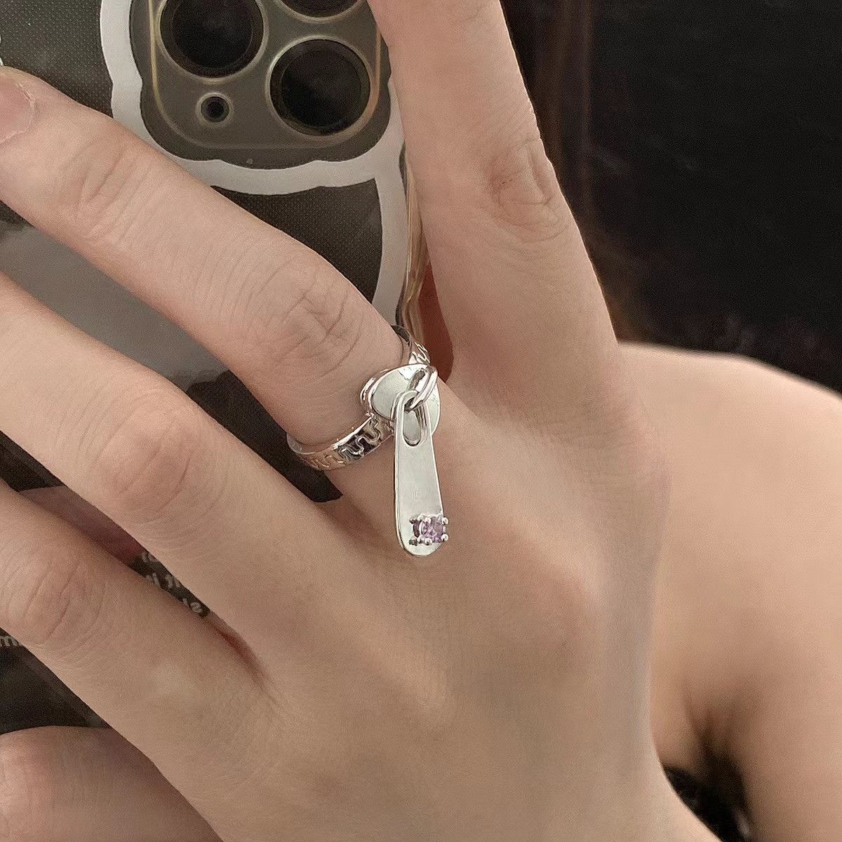 Jewelry Retro Jewelry Rings Open Size Chrome Ring (Size 7-13) Size ONE SIZE - 4 Thumbnail