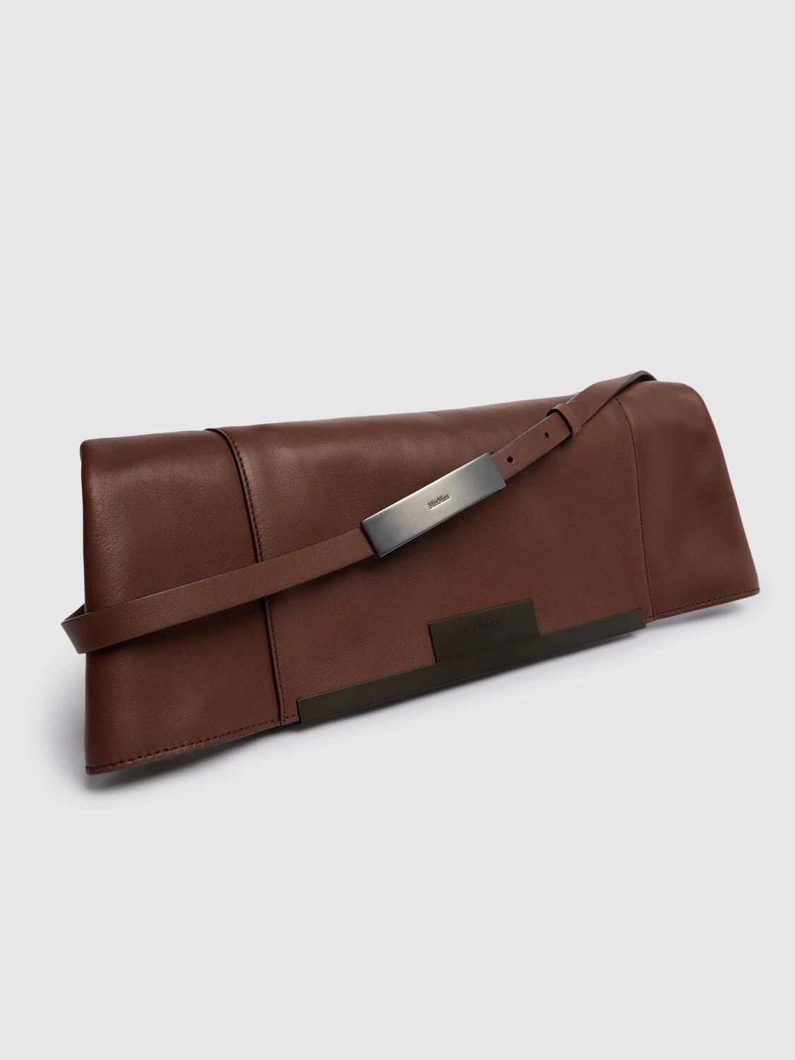 Max Mara MAX MARA Clasp Small Brown Leather Clutch New Auth. Size ONE SIZE - 2 Thumbnail